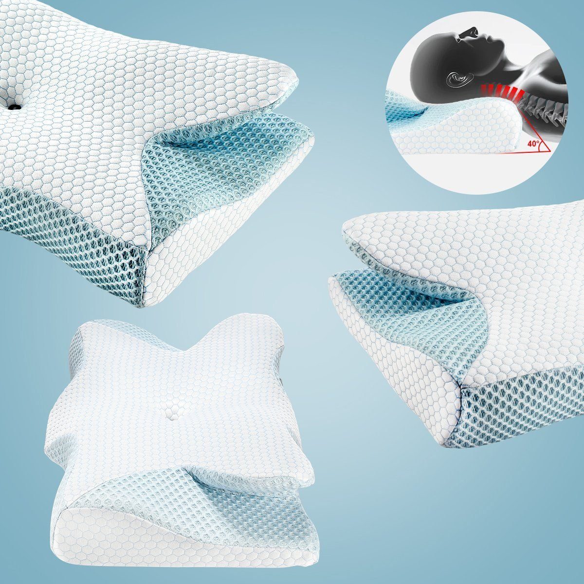 LETGOSPT Kopfkissen Orthopädisches Kissen Ergonomisches Nackenstützkissen günstig online kaufen
