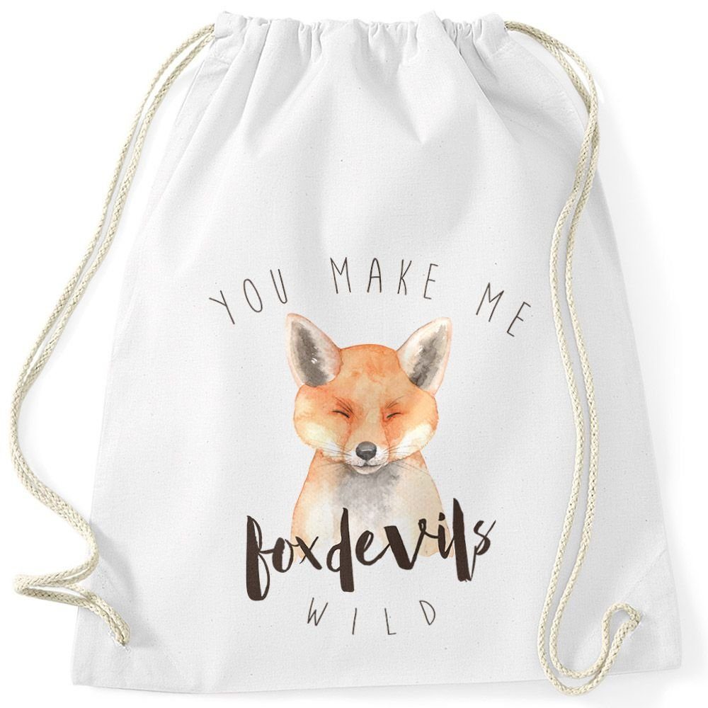 MoonWorks Turnbeutel Turnbeutel You make me fox devils wild Liebe Denglisch Spruch Love Quote lustig verliebt Freund Freundin Hipster Beutel Tasche Sportbeutel Gymsac Gymbag Moonworks®