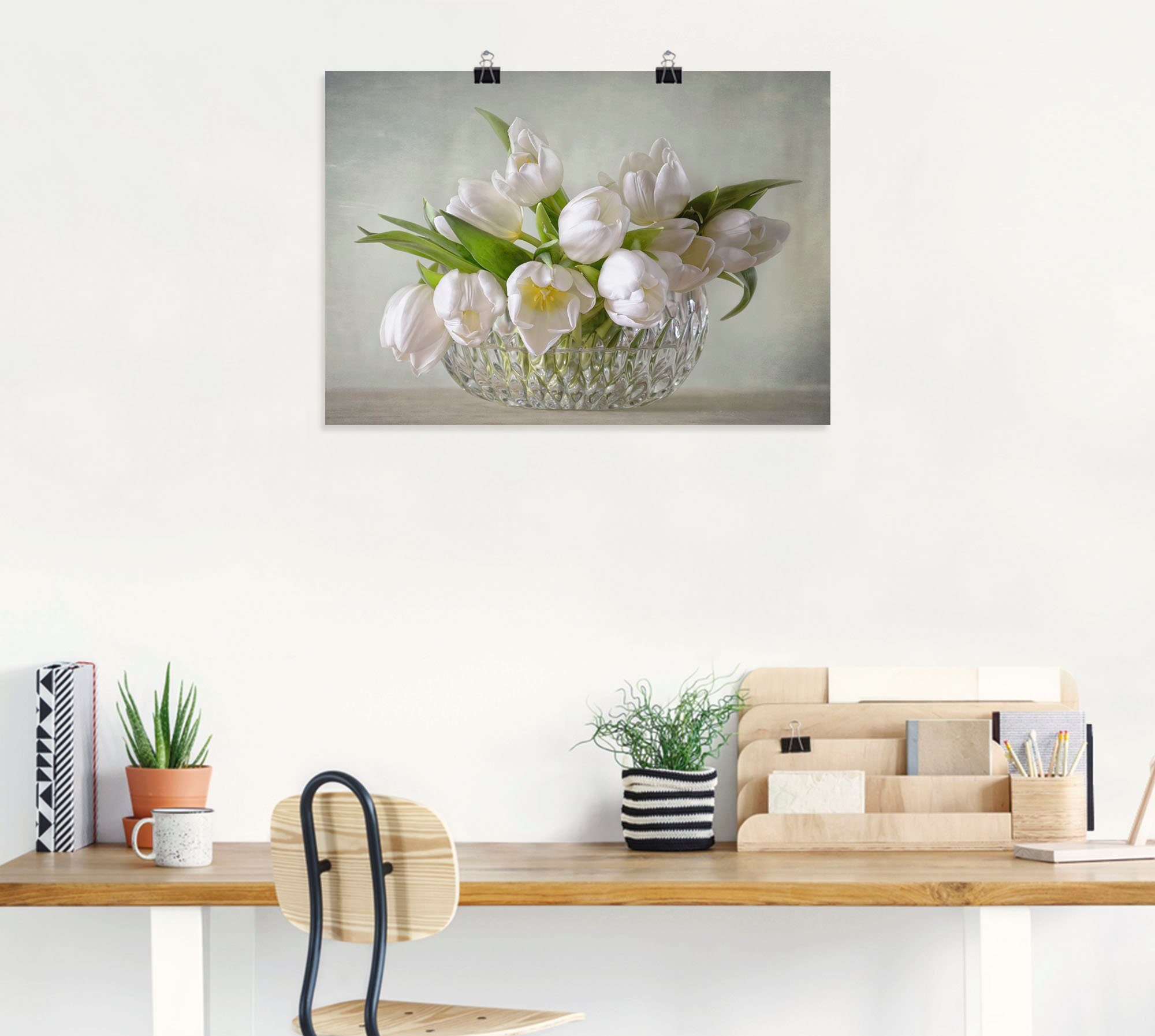 Artland Wandbild Weiße Tulpen, Blumen (1 St), als Leinwandbild, Poster in verschied. Größen