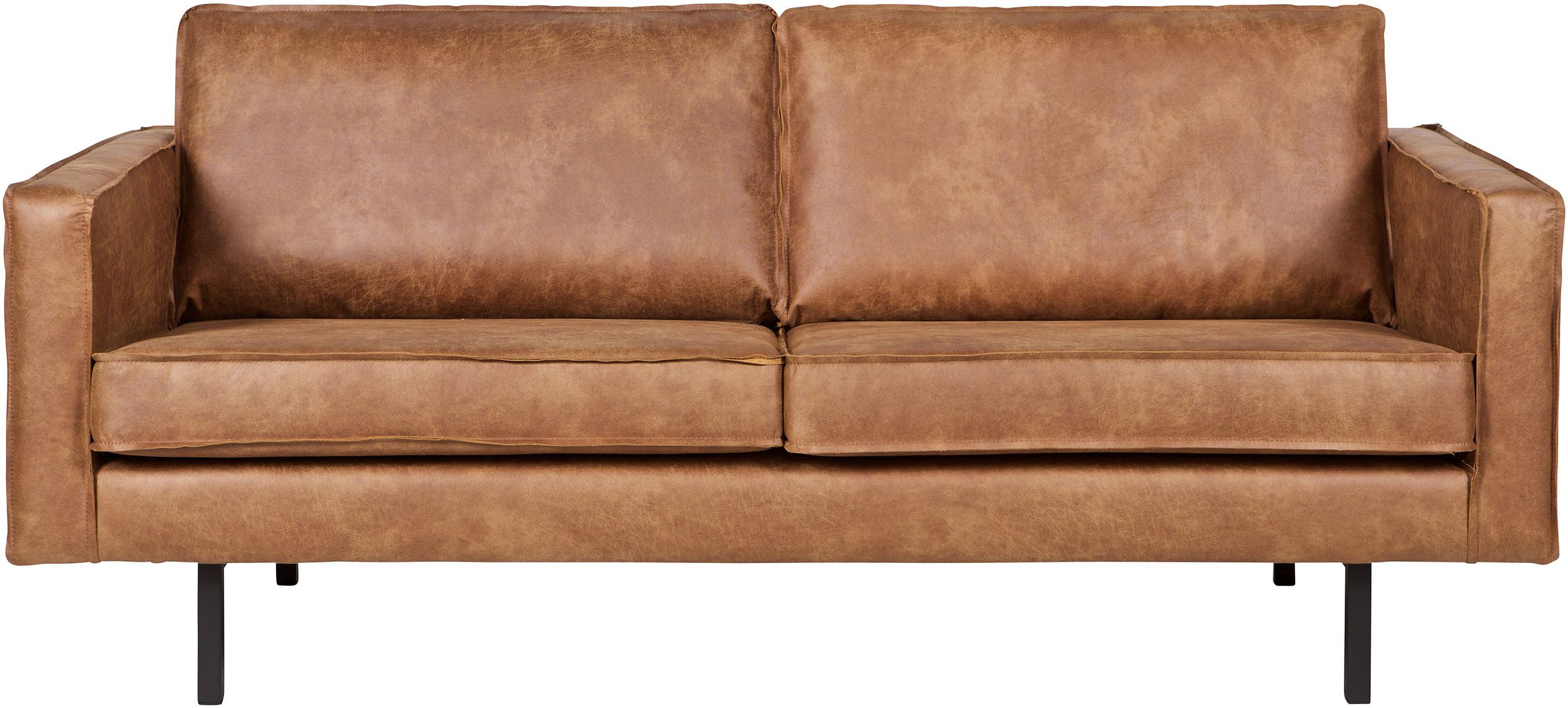 WOOOD 2,5-Sitzer Rodeo Bezug mit Zickzack-Federung, Metallbeine, H 85 x B 190 x T 86 cm, Recycling-Lederfaser-Verbundstoff, pfleigleicht, Tragkraft 200 kg