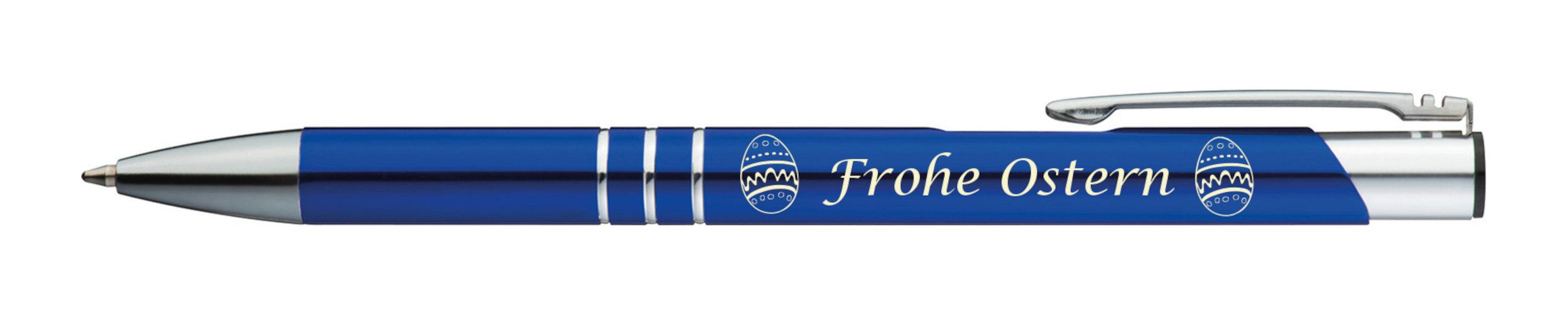 Livepac Office Kugelschreiber Kugelschreiber mit Gravur "Frohe Ostern" / aus Metall / Farbe: blau