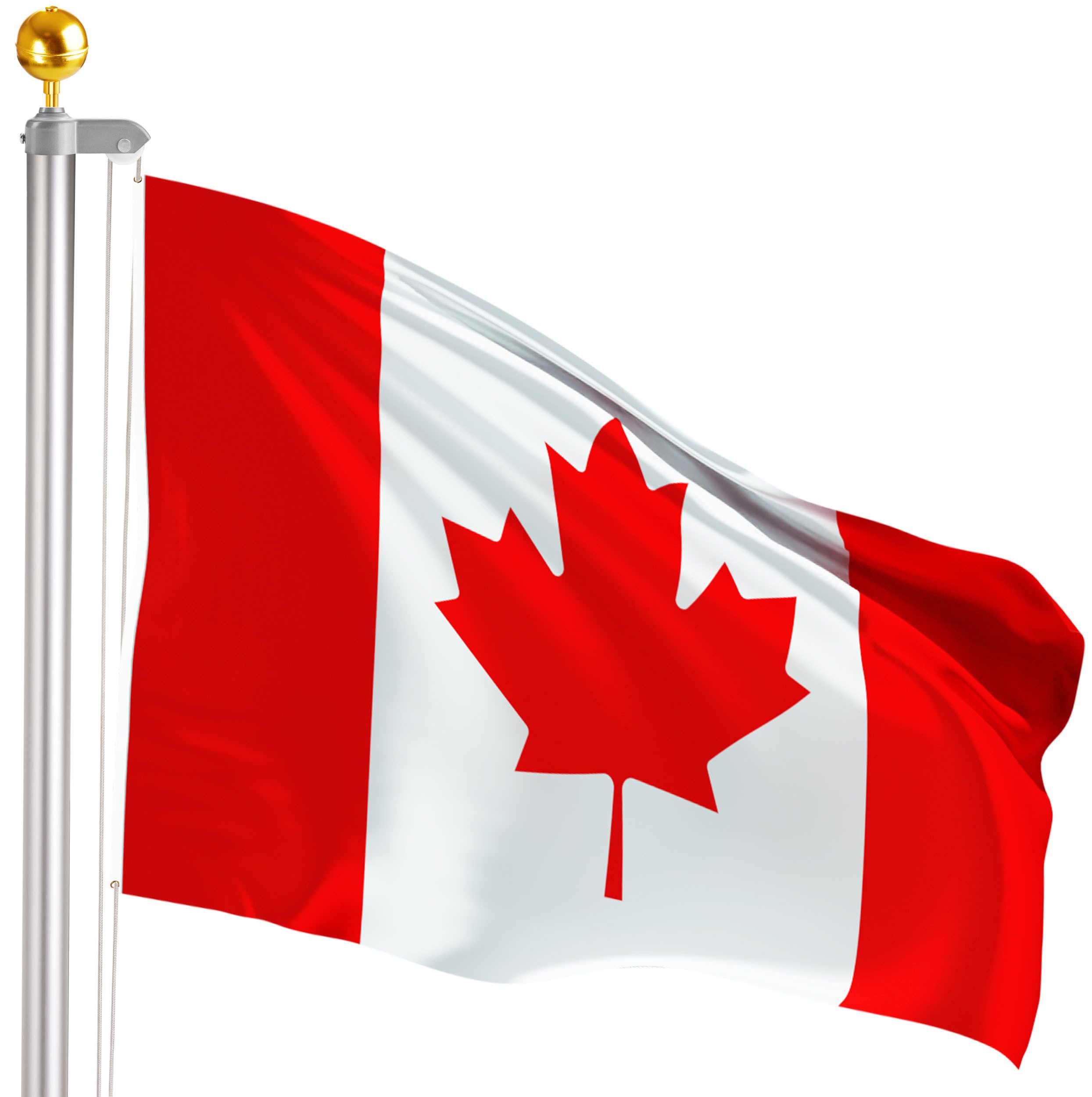 BRUBAKER Fahnenmast Fahnenmast inkl. Kanadaflagge und Kugelspitze Gold, (Aluminium Flaggenmast mit Erdhülse für Garten und Camping), + Kanada Flagge 150 x 90 cm