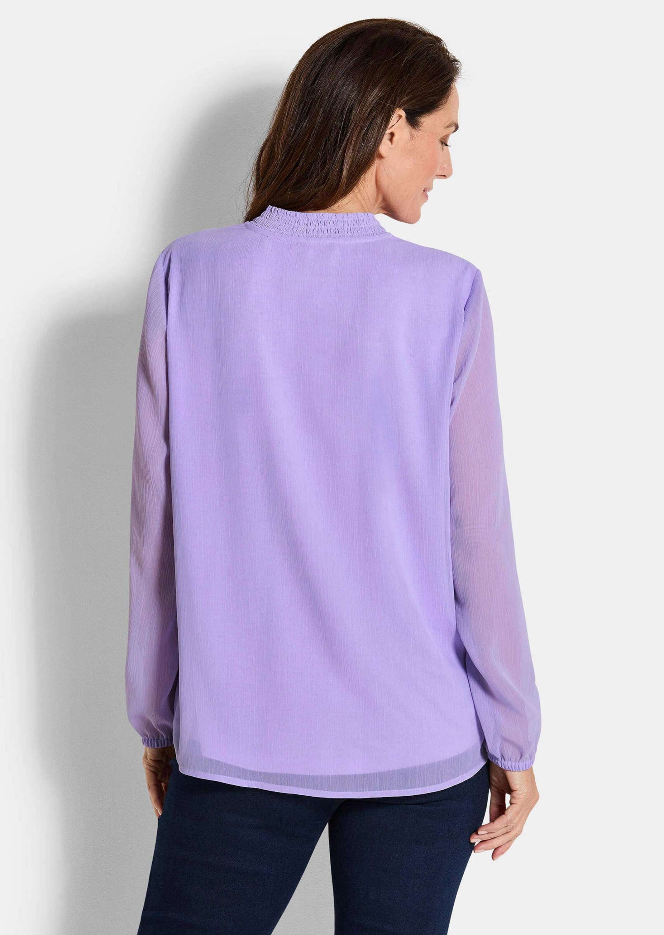 GOLDNER Chiffonbluse Elegante Jersey-Bluse mit Rundhals Viskosebluse mit Rundhalsausschnitt und Langarm