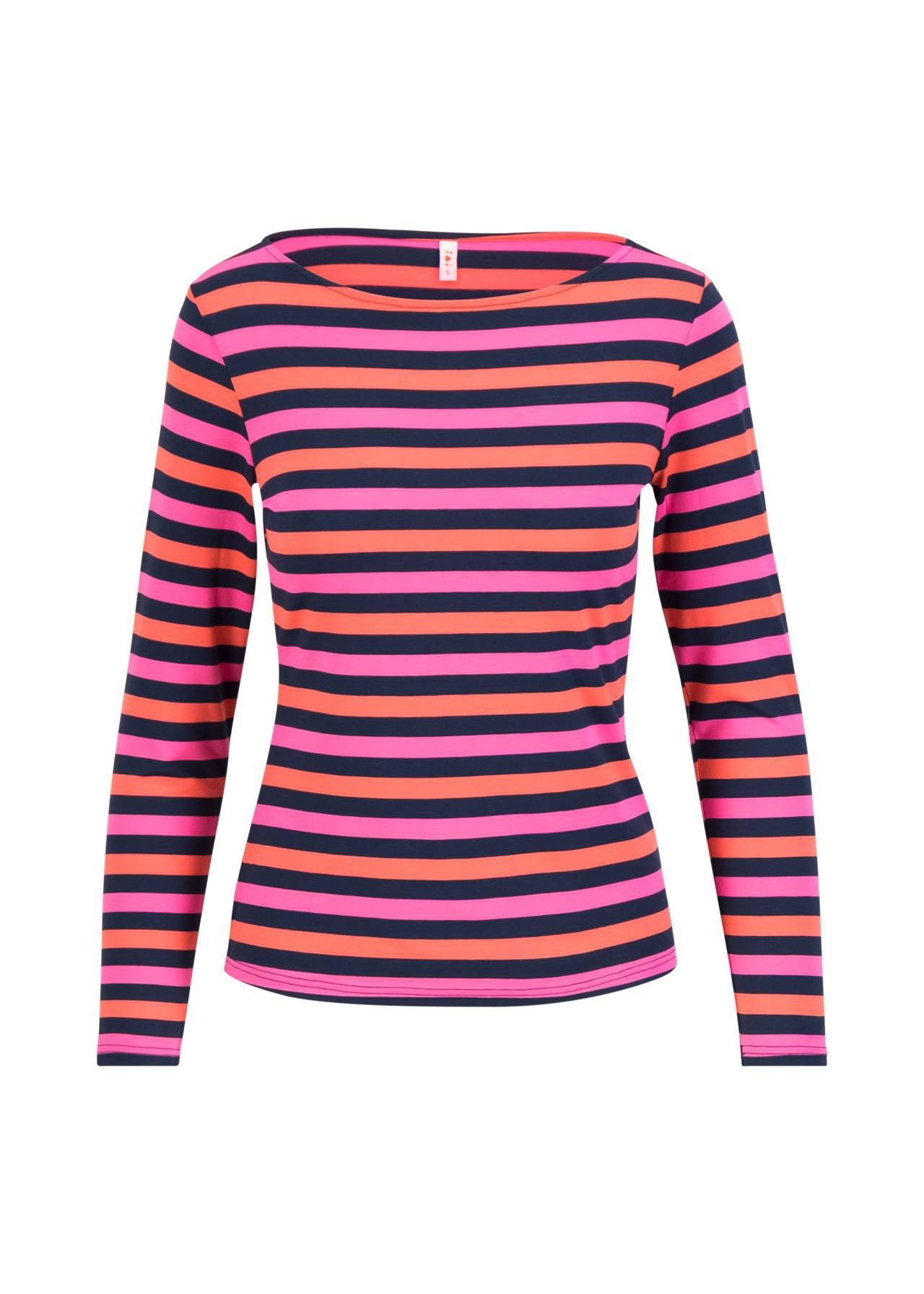 Blutsgeschwister Langarmshirt - Gestreiftes Viskose-Langarmshirt mit U-Boot-Ausschnitt für Damen Langarmshirt mit U-Boot-Ausschnitt, Streifenmuster und schmalen Ärmeln