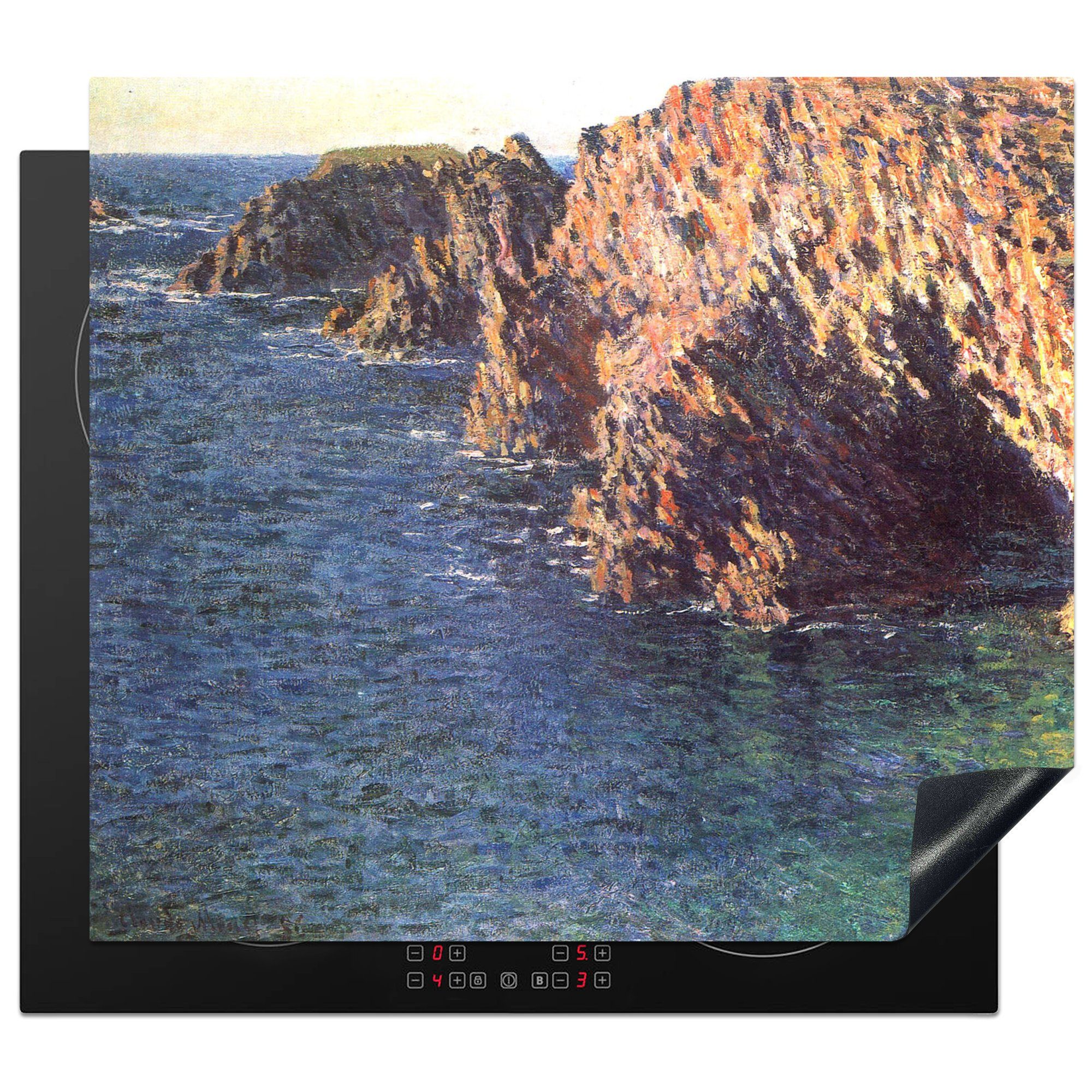 von Vinyl, Die (1 - cm, küche, Claude MuchoWow für Herdblende-/Abdeckplatte die Grotte Port-Domois Induktionsmatte Ceranfeldabdeckung tlg), Gemälde Monet, von 59x52