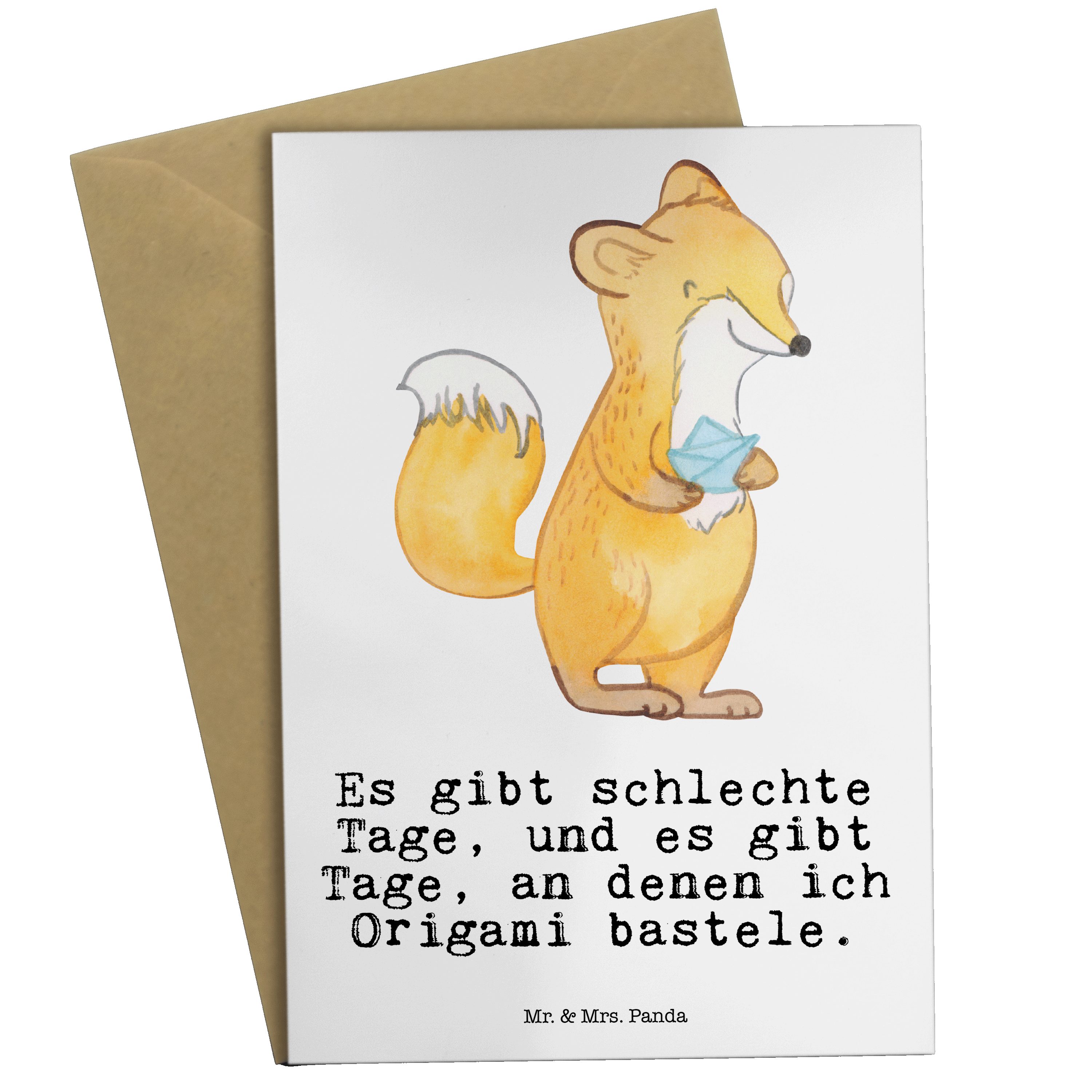 Mr. - Weiß Origami Glückwu Sportler, Fuchs Danke, & Tage Panda Karte, Grußkarte - Geschenk, Mrs.