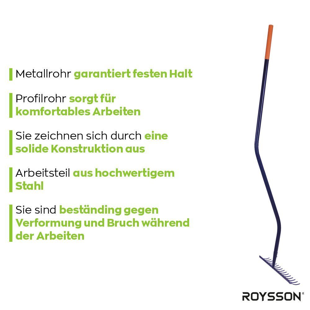 Roysson Garden Gartenrechen Profi Gartenrechen Rechen Verstärkter Rechen am Rohr 16 Zinken