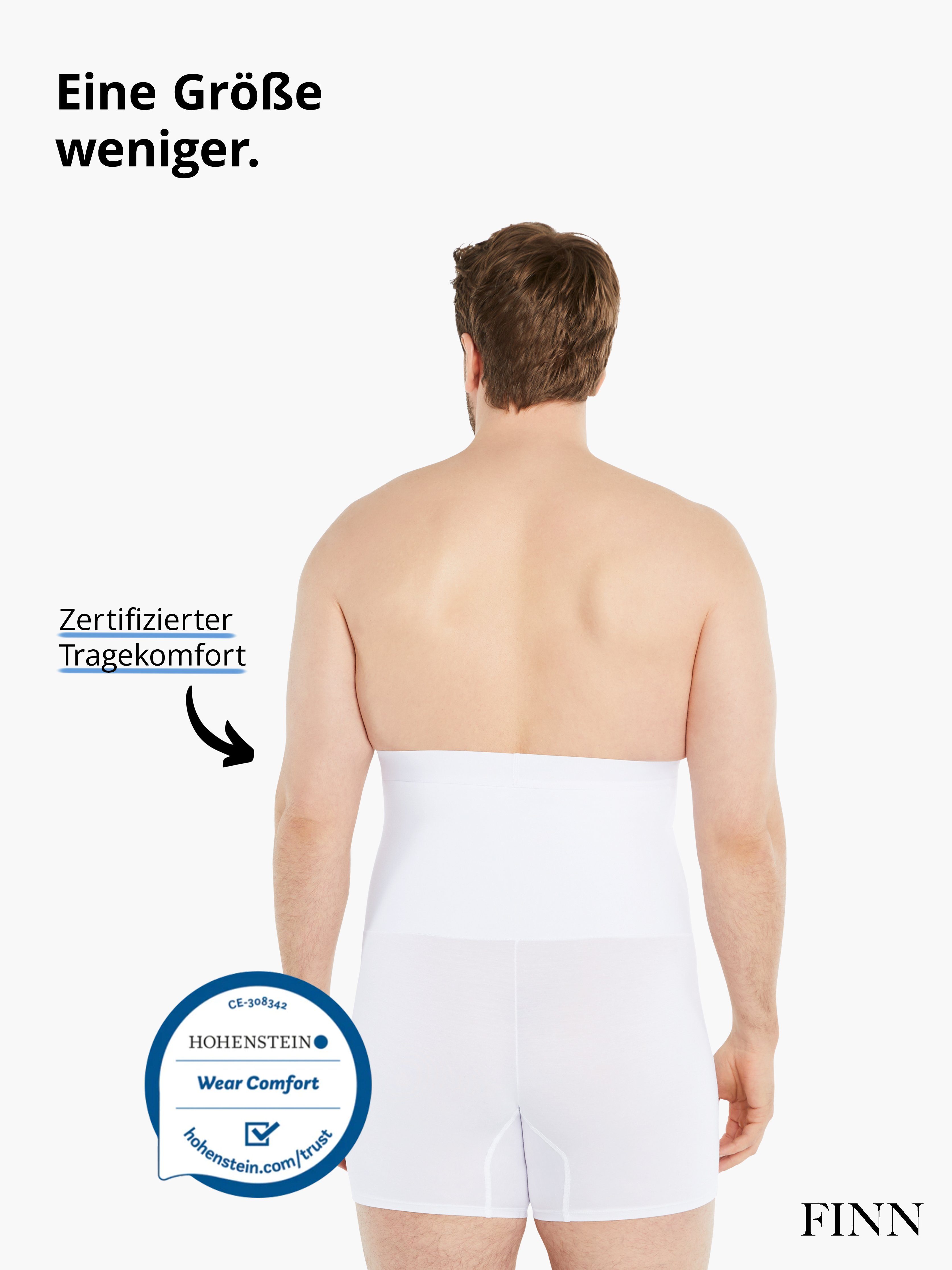 FINN Design Shapinghose Shapewear Weiß Kompressions-Shorts starke Kleidergröße Herren eine weniger extra Kompression