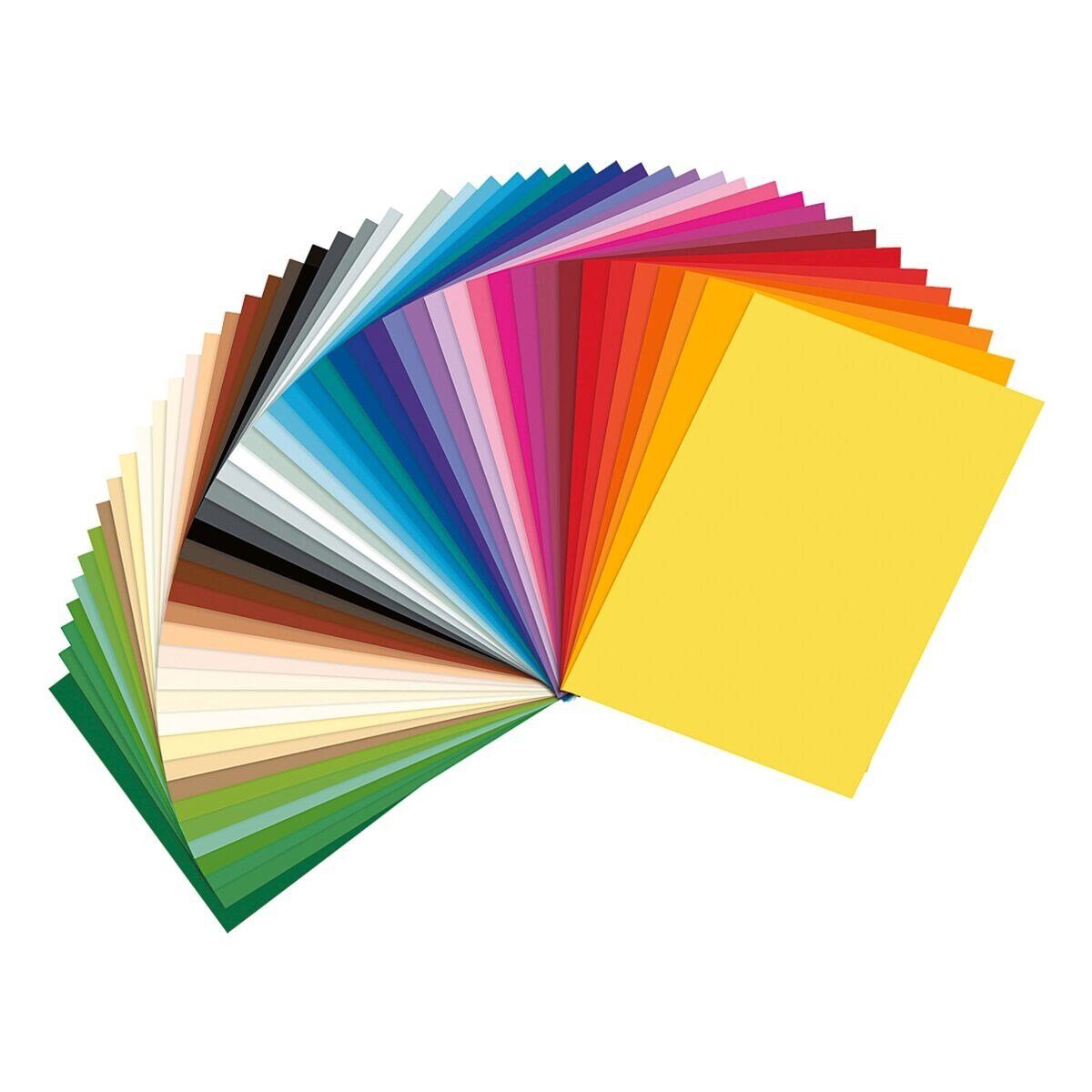 Folia Bastelkartonpapier 50 Blatt Tonpapier g/m², 50 Sonderedition Format 50, in 130 Farben, 25x35 cm,