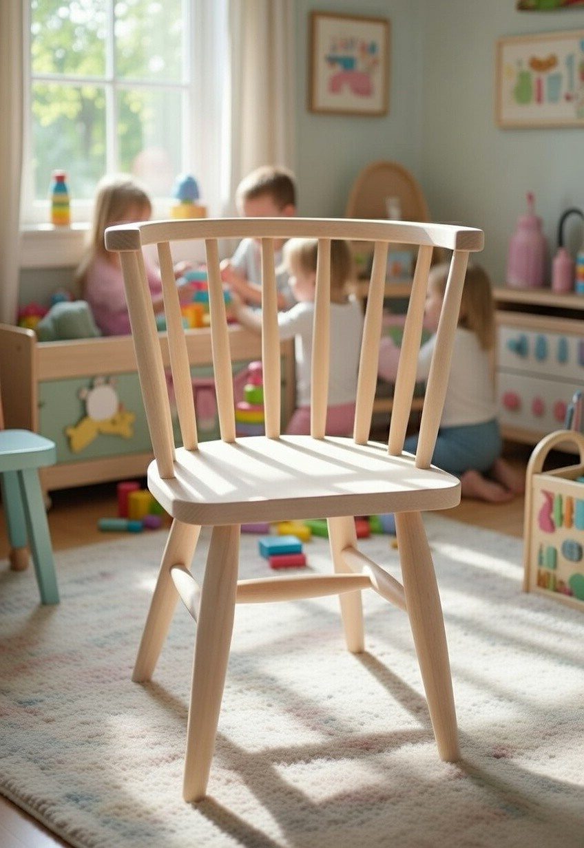 Xlmoebel Kinderstuhl Bequemer Kinderstuhl aus Holz in Beige für das Esszimmer, Made in Europa