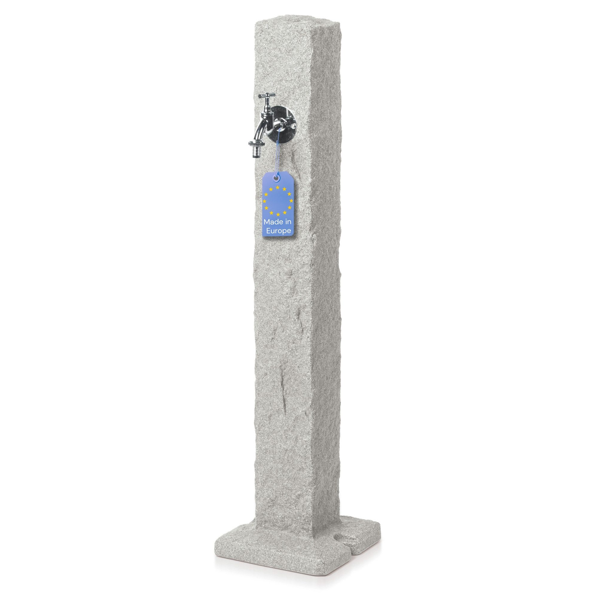 YourCasa Gartenbrunnen Wassersäule Garten, Stein-Optik, 98 cm, Wasserzapfsäule, 24 cm Breite, Verchromter Metallhahn mit Schlauchanschluss