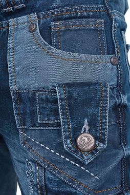 Kosmo Lupo 5-Pocket-Jeans Auffällige Herren Hose BA-KM001 Blau W31/L32 (1-tlg) mit Verzierungen und Nieten