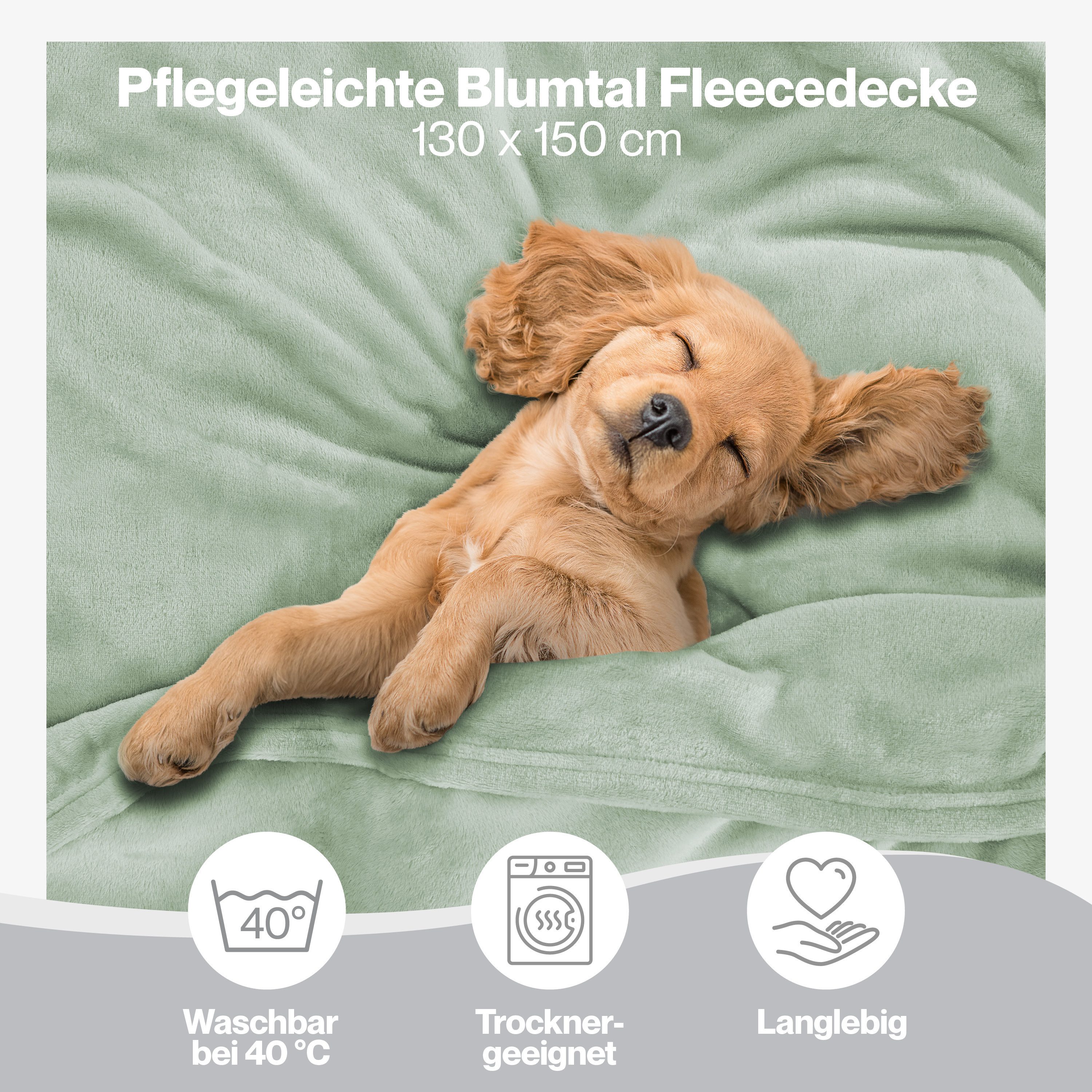 Wohndecke Kuschelige Fleecedecke, Oeko-Tex zertifizierte Decke, Blumtal