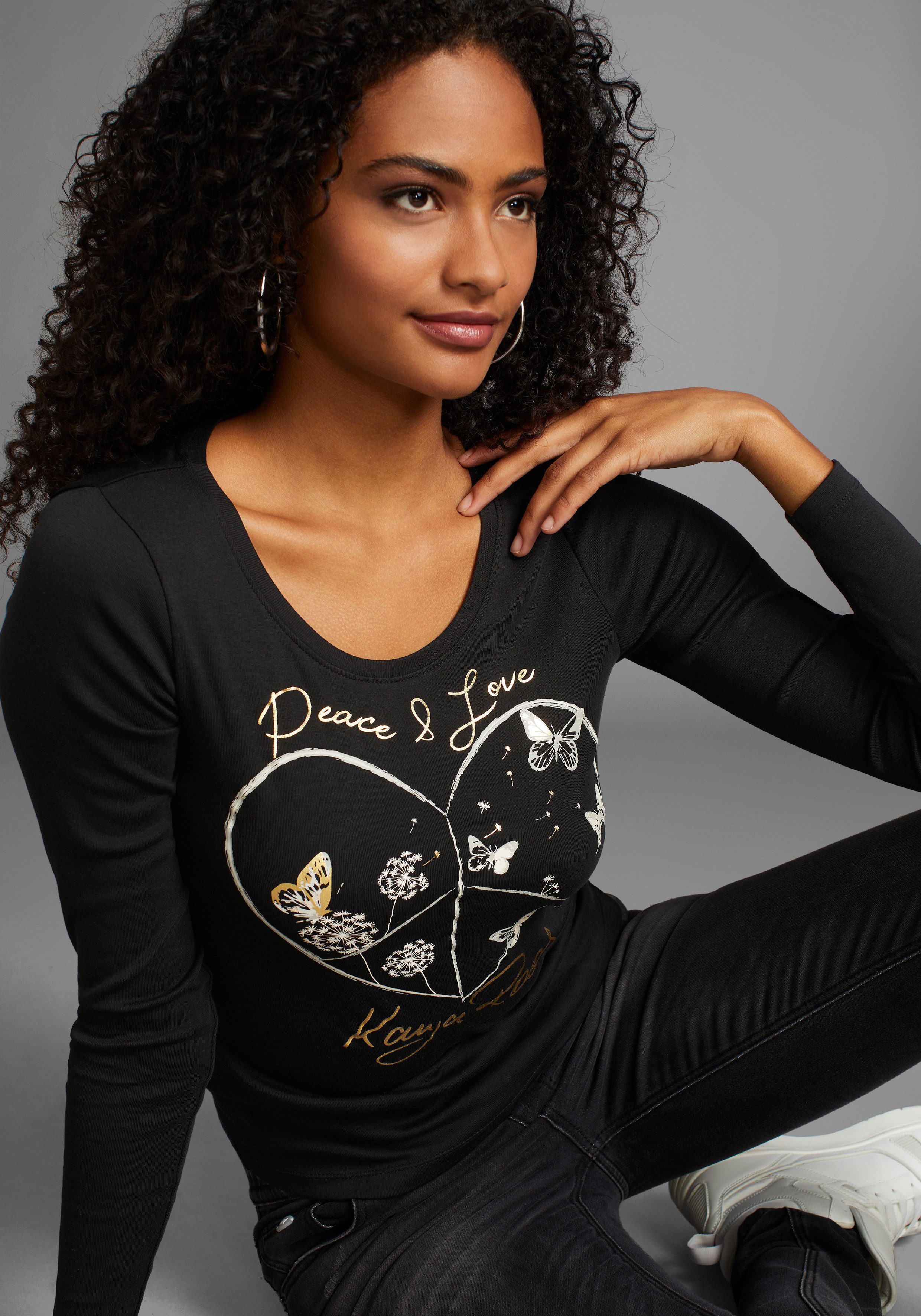 KangaROOS Langarmshirt mit Herz-Print günstig online kaufen