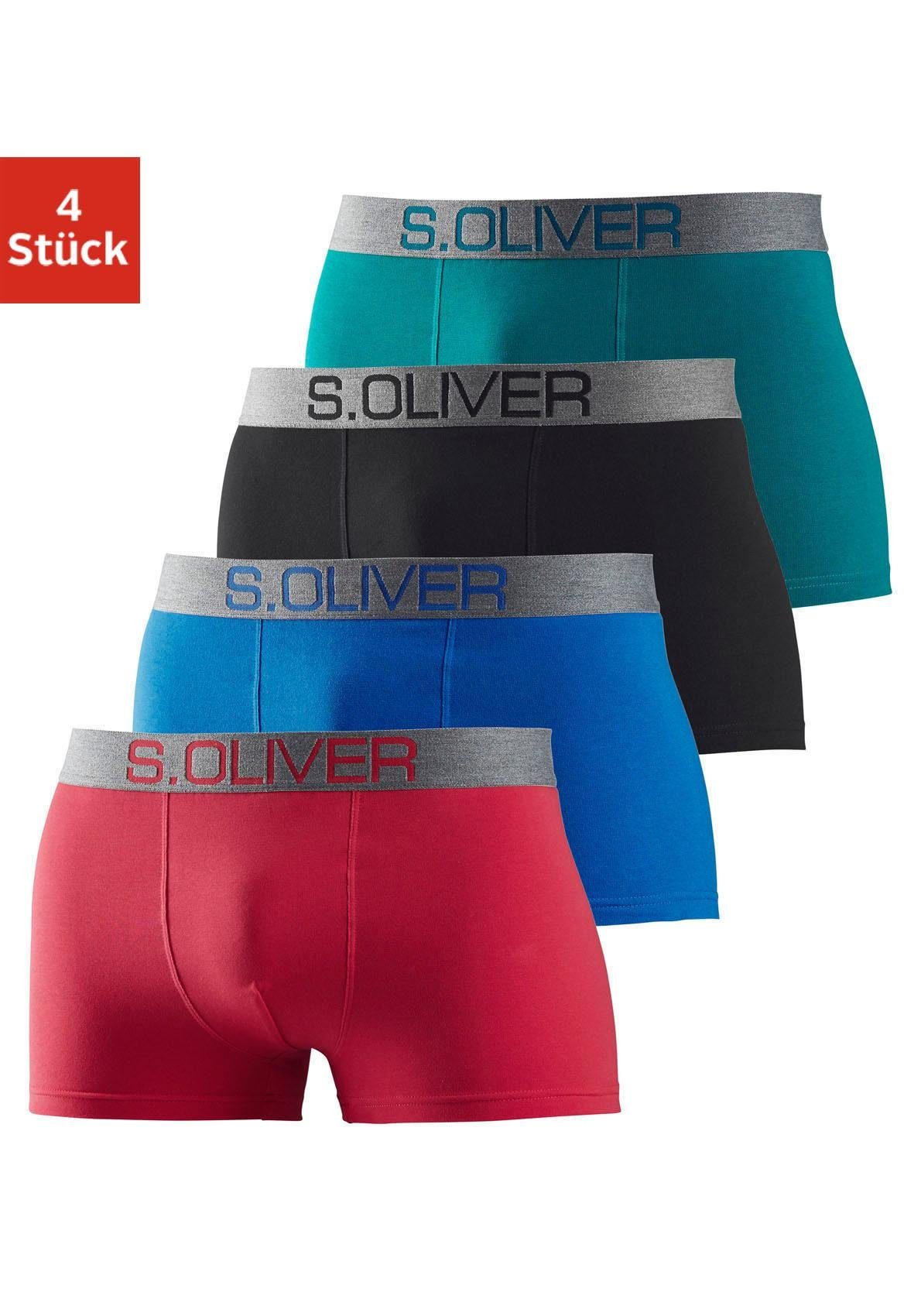 s.Oliver Boxer Boxershorts für Herren (Packung, 4-St) mit kontrastfarbenem Webbund