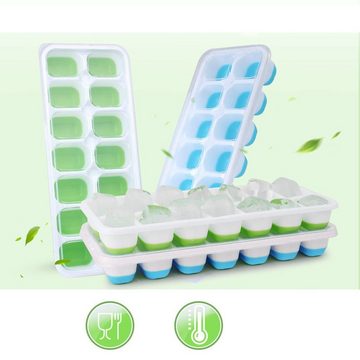 Fivejoy Eiswürfelform Silikon Eiswürfelform mit Deckel,4 Pack Eiswürfelbehälter Stapelbar