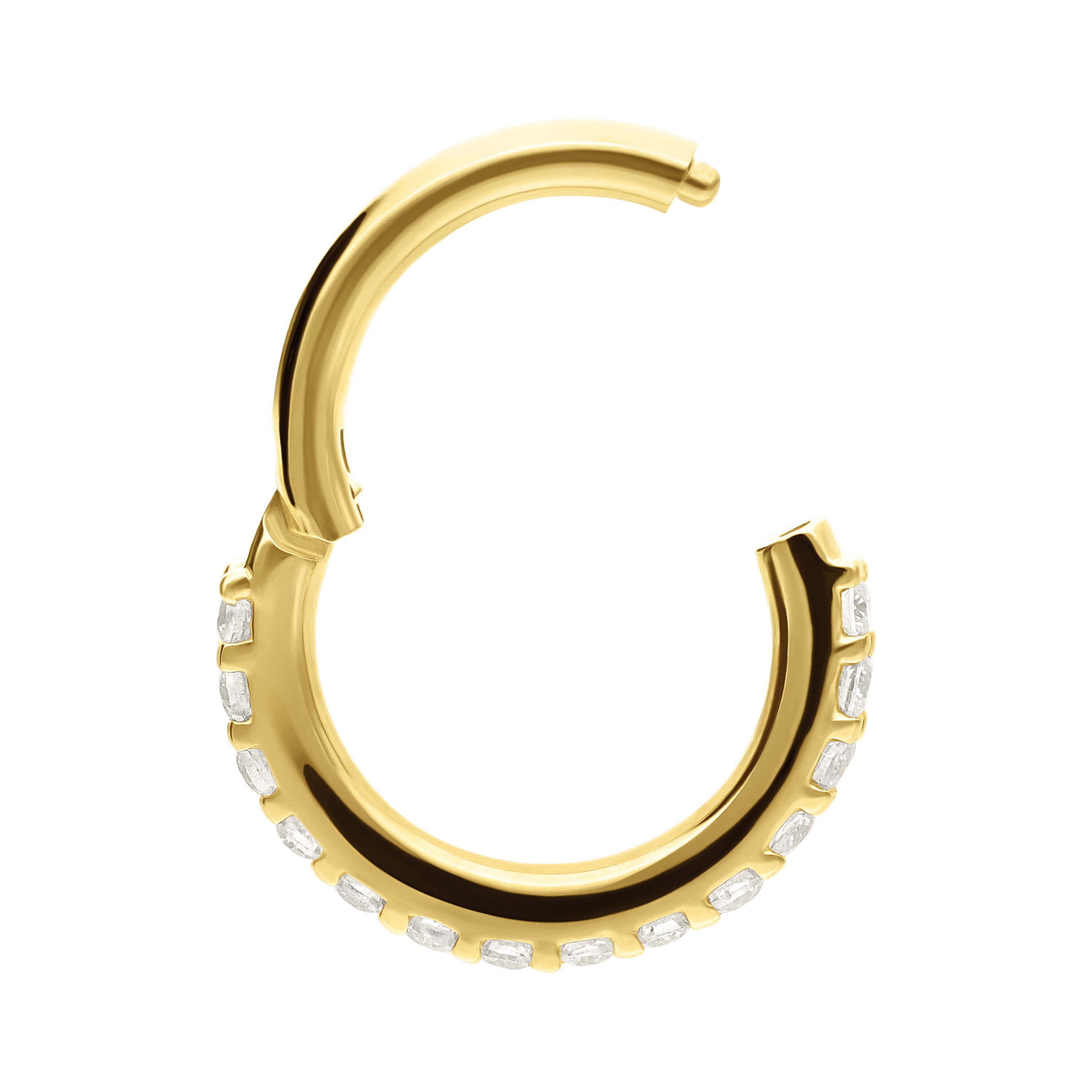 Wildcat Nasenpiercing 14K Gold Crystal Hinged Ring für Ohr, Nase, Lippe, Bauchnabel, 1 Stück, 585er Gold - wasserfest, hautverträglich, Gold