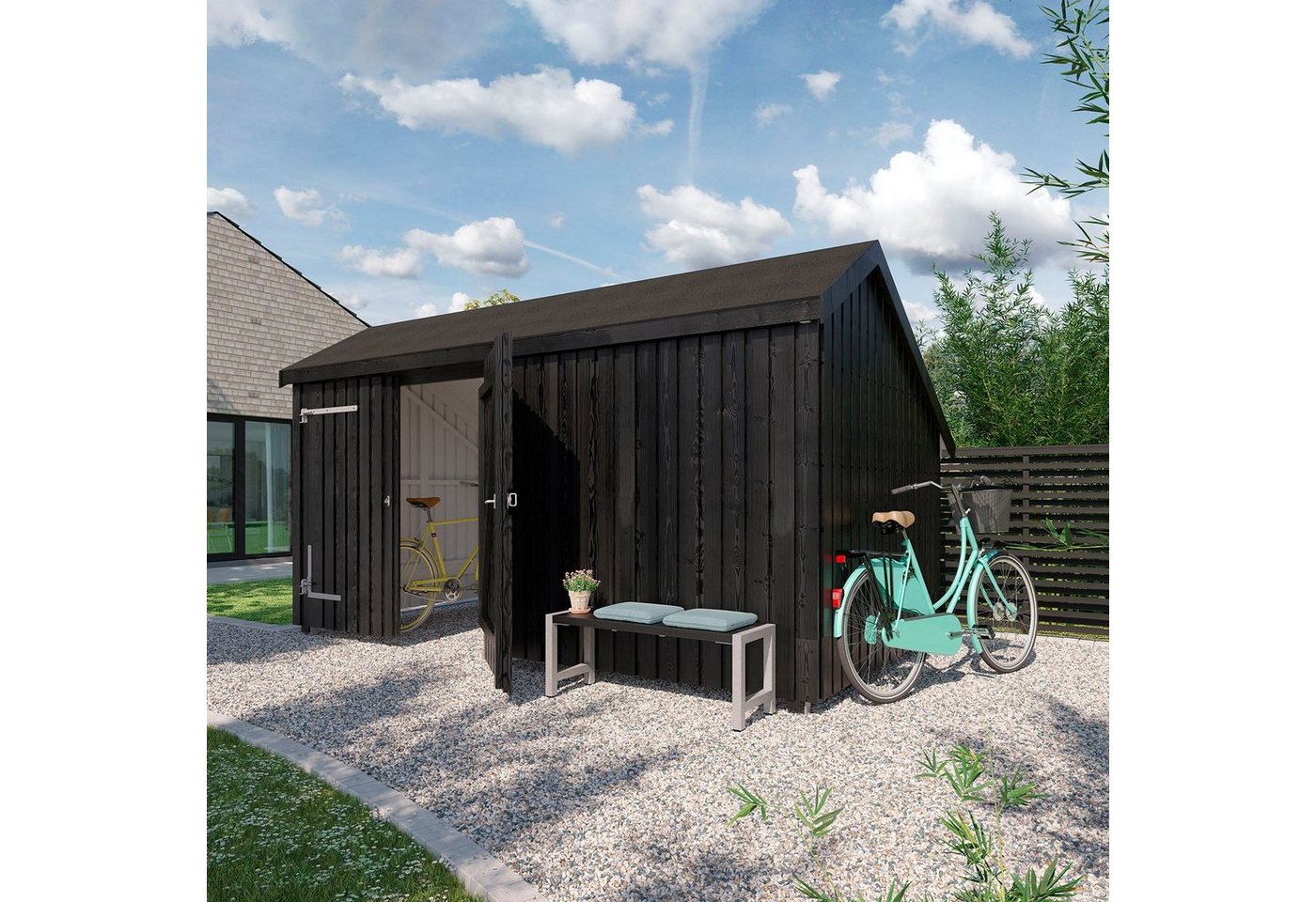 Thumbnail - PLUS Gartenhaus Multi, BxT: 248x432 cm, (Packung), Gartenhaus 10,5 m², mit Doppeltür, Dachpappe/Aluleisten/H-Füße