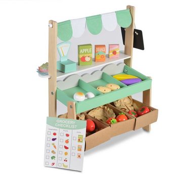 Moni Spiellebensmittel Kinder Marktstand 4425 Holz, 50cm hoch Supermarkt Lebensmittel Einkaufsliste