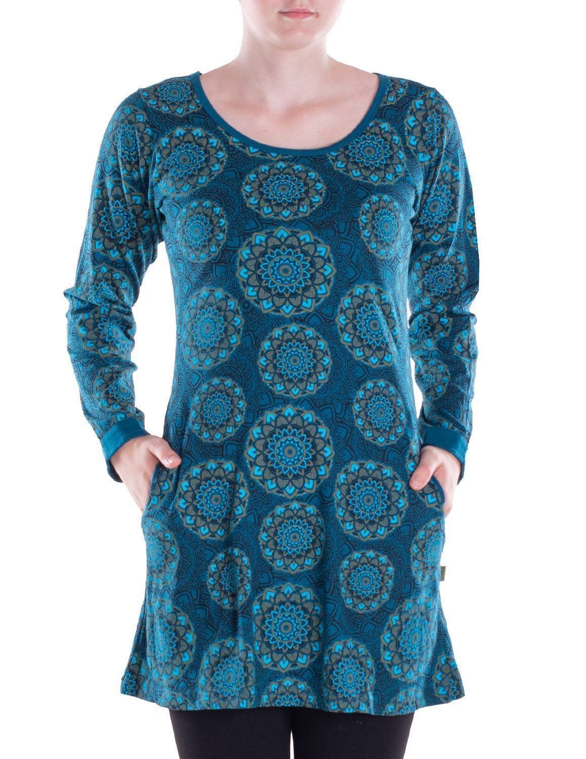 Tunikakleid Leichtes Langarmshirt-Kleid Damen Kleider Langarm Tunika retro