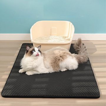 DOPWii Katzenstreu EVA-Doppelschicht-Wabenmatte für Haustiere, rutschfest und waschbar, 70*120CM Katzenstreu-Matte, schützt den Boden vor Katzenstreu
