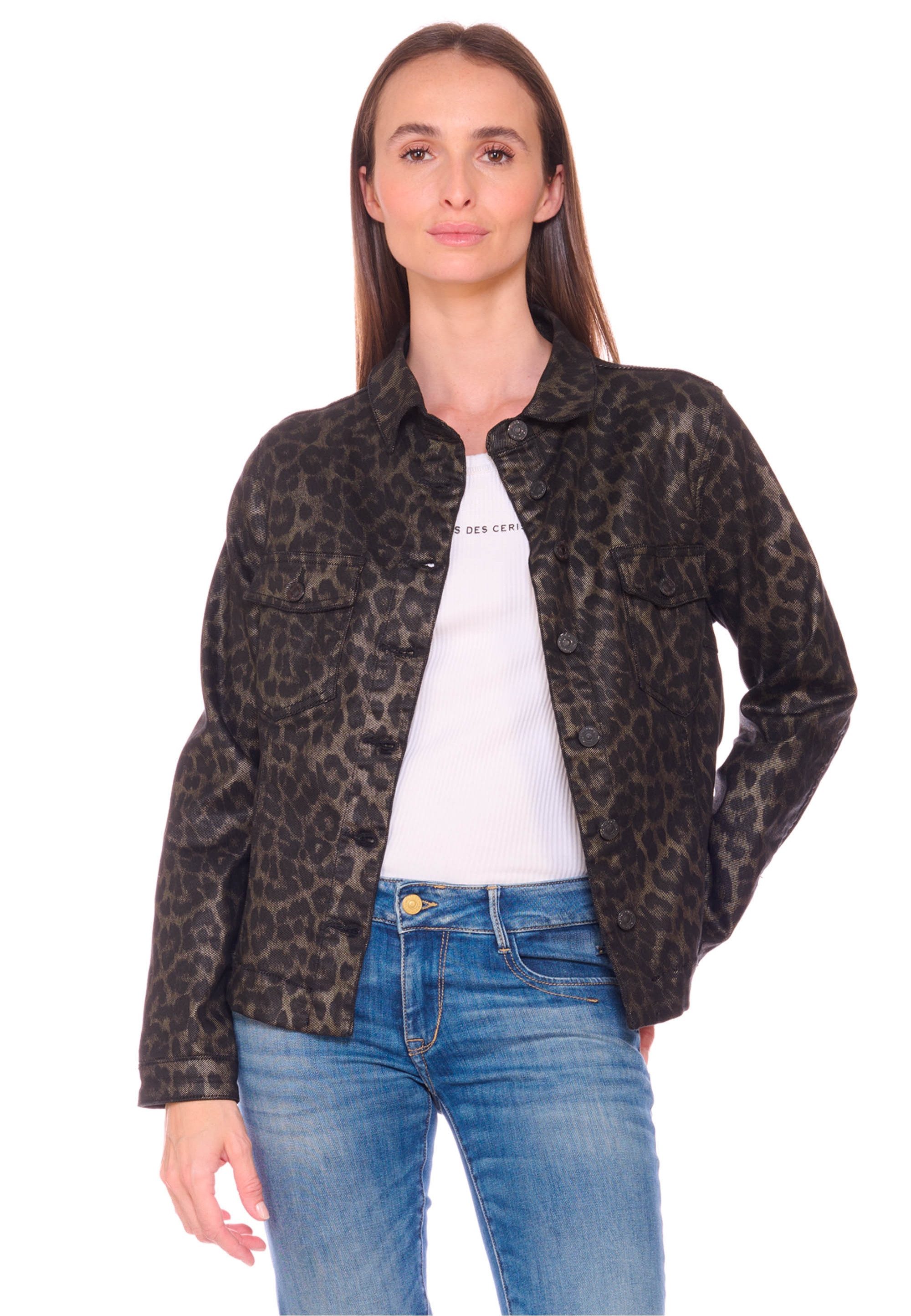 Le Temps Des Cerises Jeansjacke Jeansjacke mit angesagter Leo-Optik günstig online kaufen