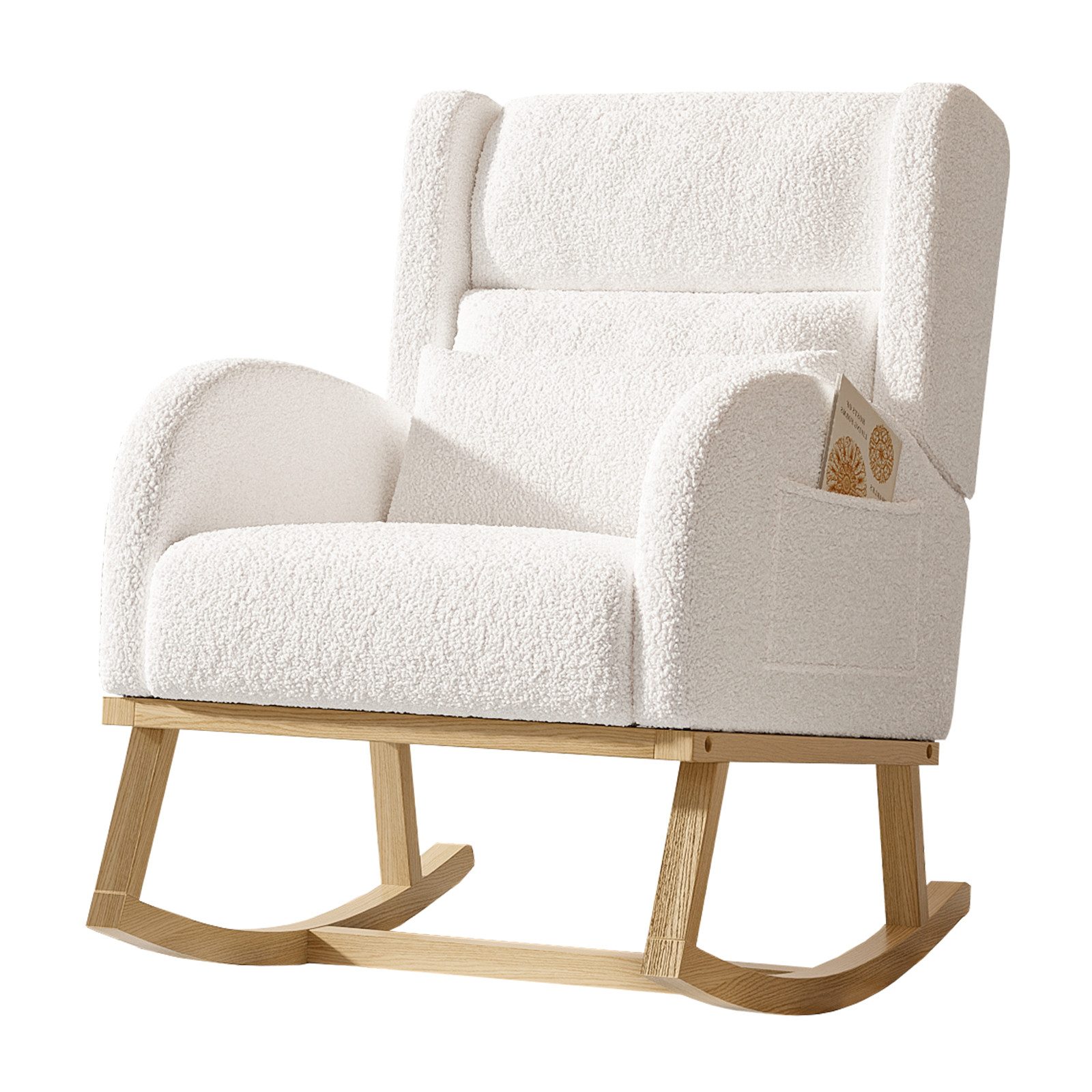 FUROKOY Schaukelstuhl Polster Relaxstuhl Schaukelsessel mit Holzsockel und günstig online kaufen