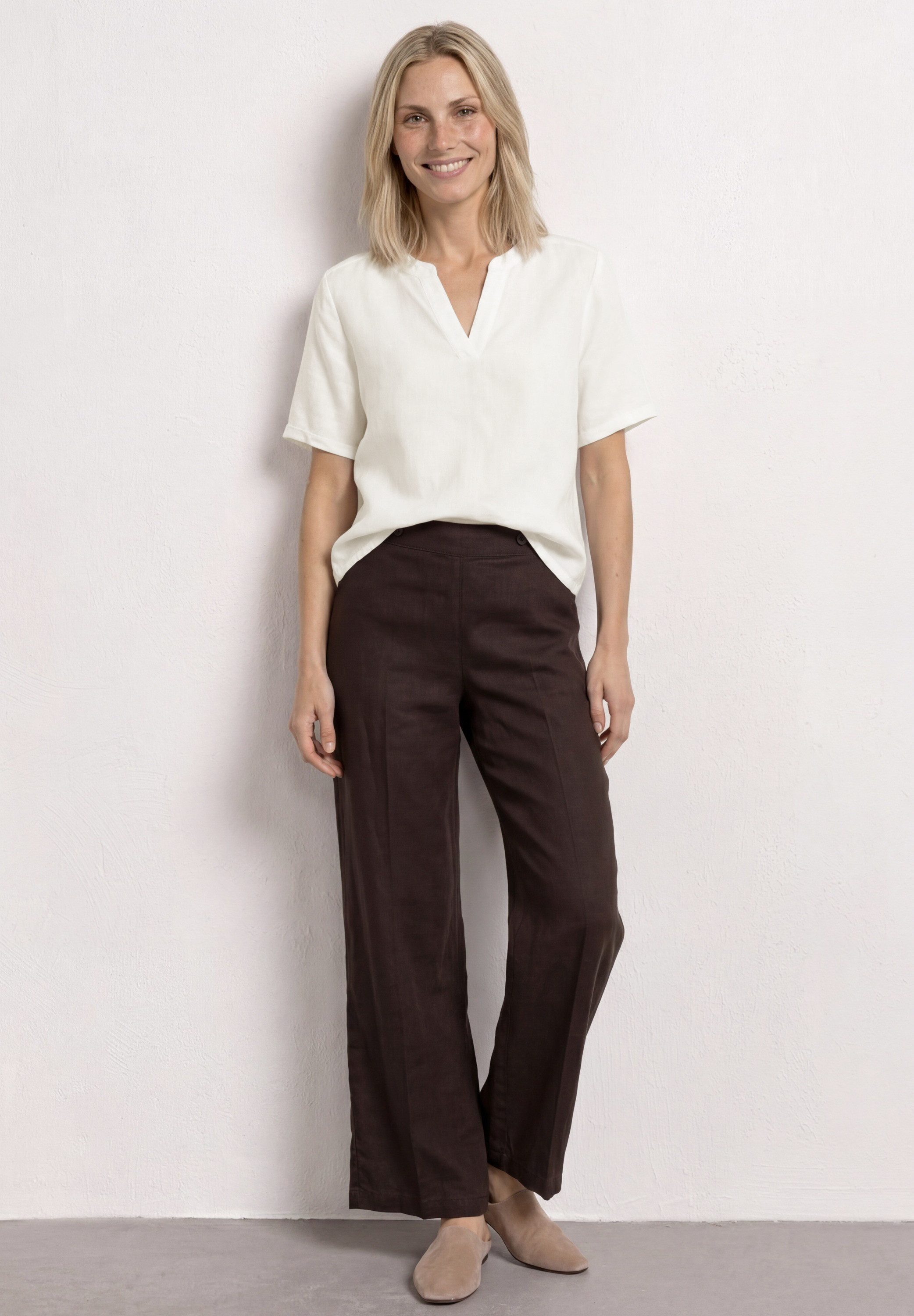 STREET ONE Shirtbluse mit Leinenanteil