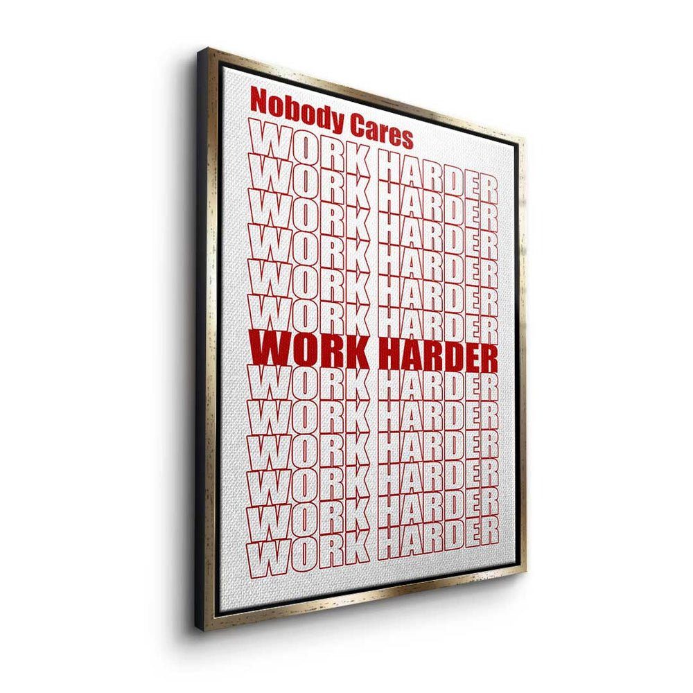 DOTCOMCANVAS® - Rahmen Harder - Leinwandbild goldener Premium Mindset Motivtionszitat Red - Work Leinwandbild,