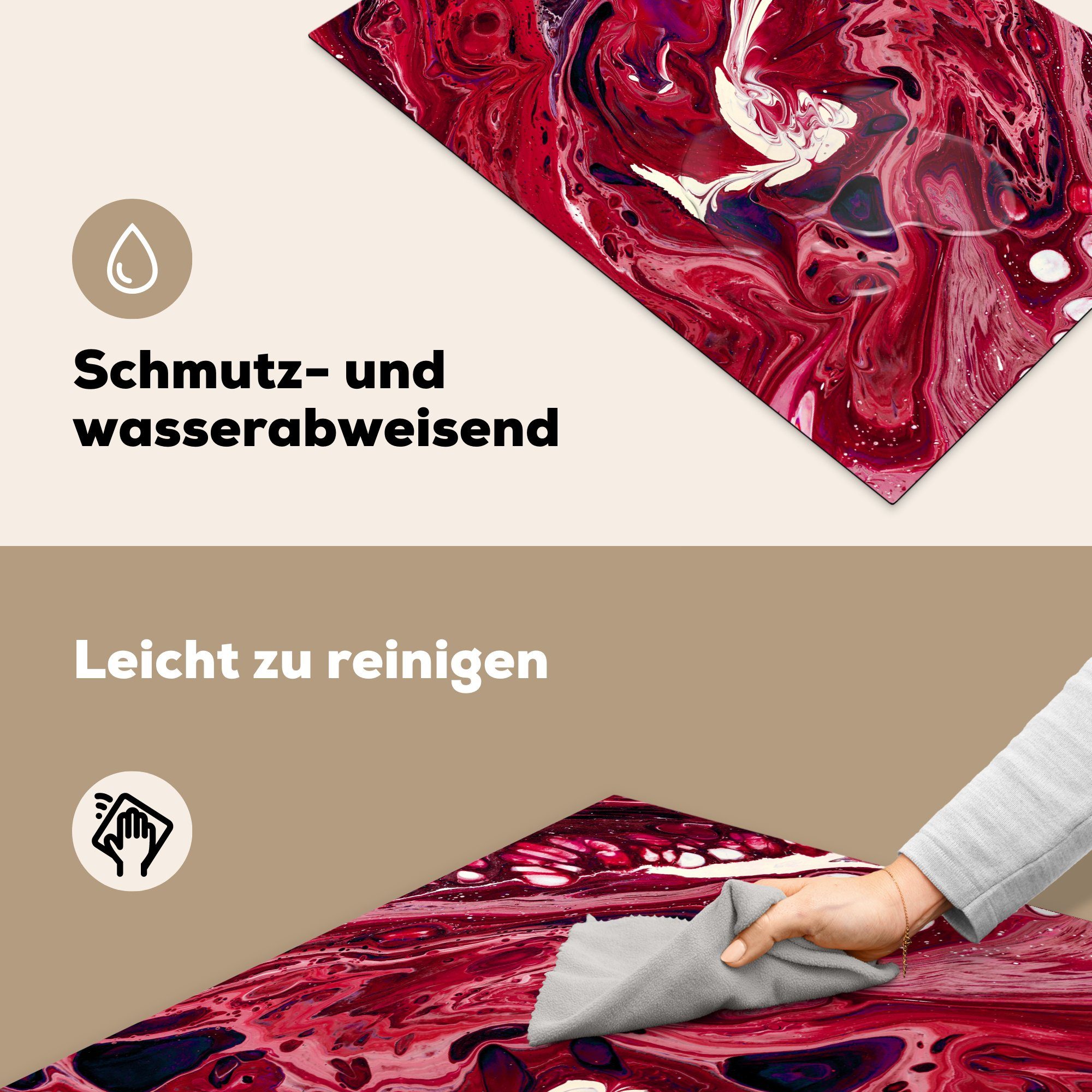 Schutz (1 MuchoWow cm, Magenta, Farbe Vinyl, tlg), Aquarell - - Herdblende-/Abdeckplatte küche, für die 81x52 Rosa - Ceranfeldabdeckung Induktionskochfeld