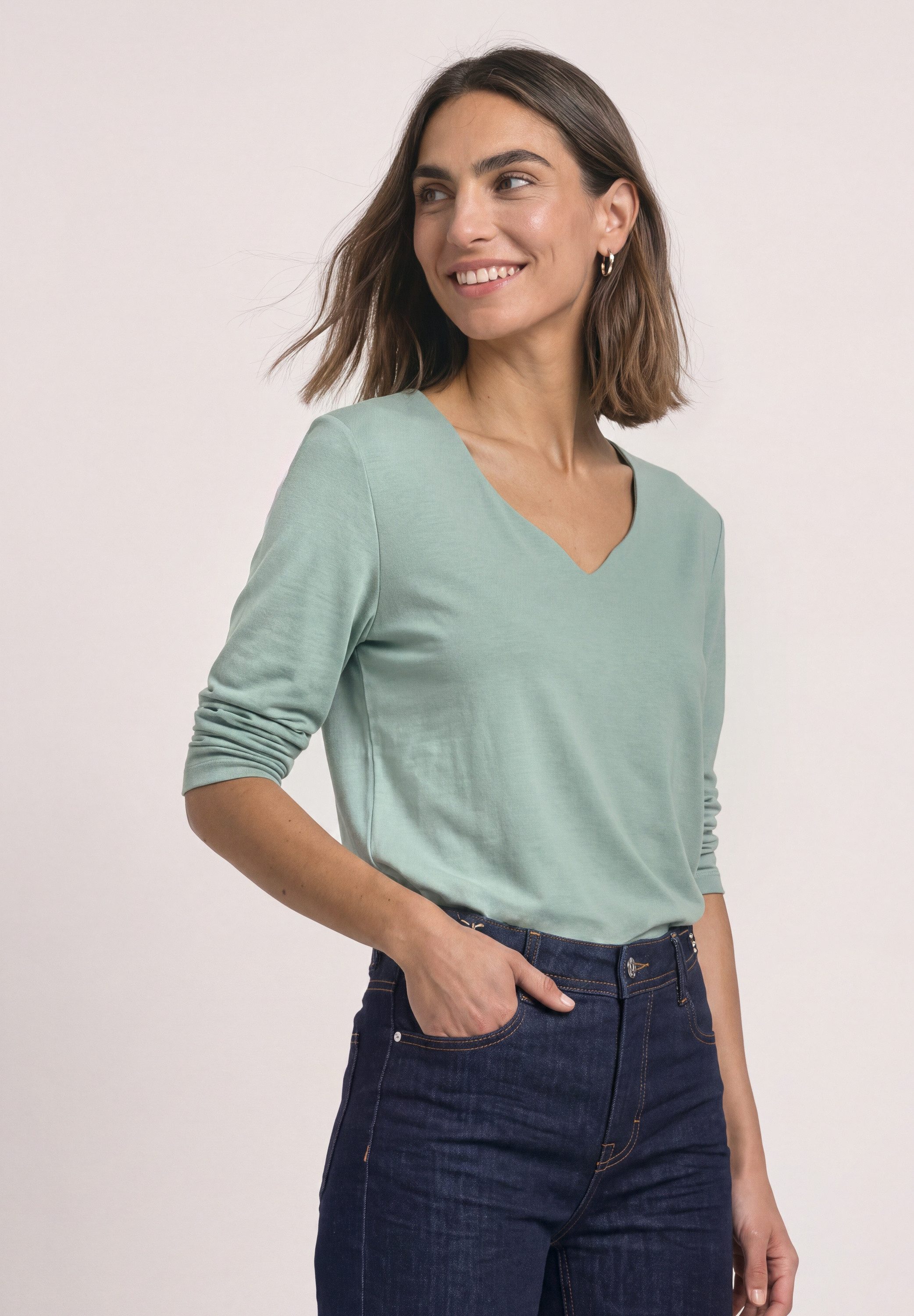STREET ONE Langarmshirt in Unifarbe