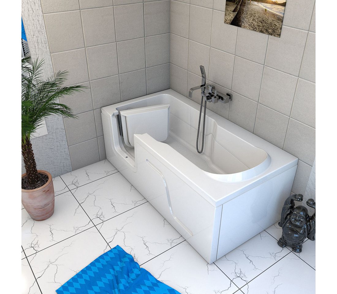 Thumbnail - AcquaVapore Badewanne Seniorenwanne mit Tür S17-R-ALL 75x150cm, Schnelle Reinigung, Überlauf Abfluss