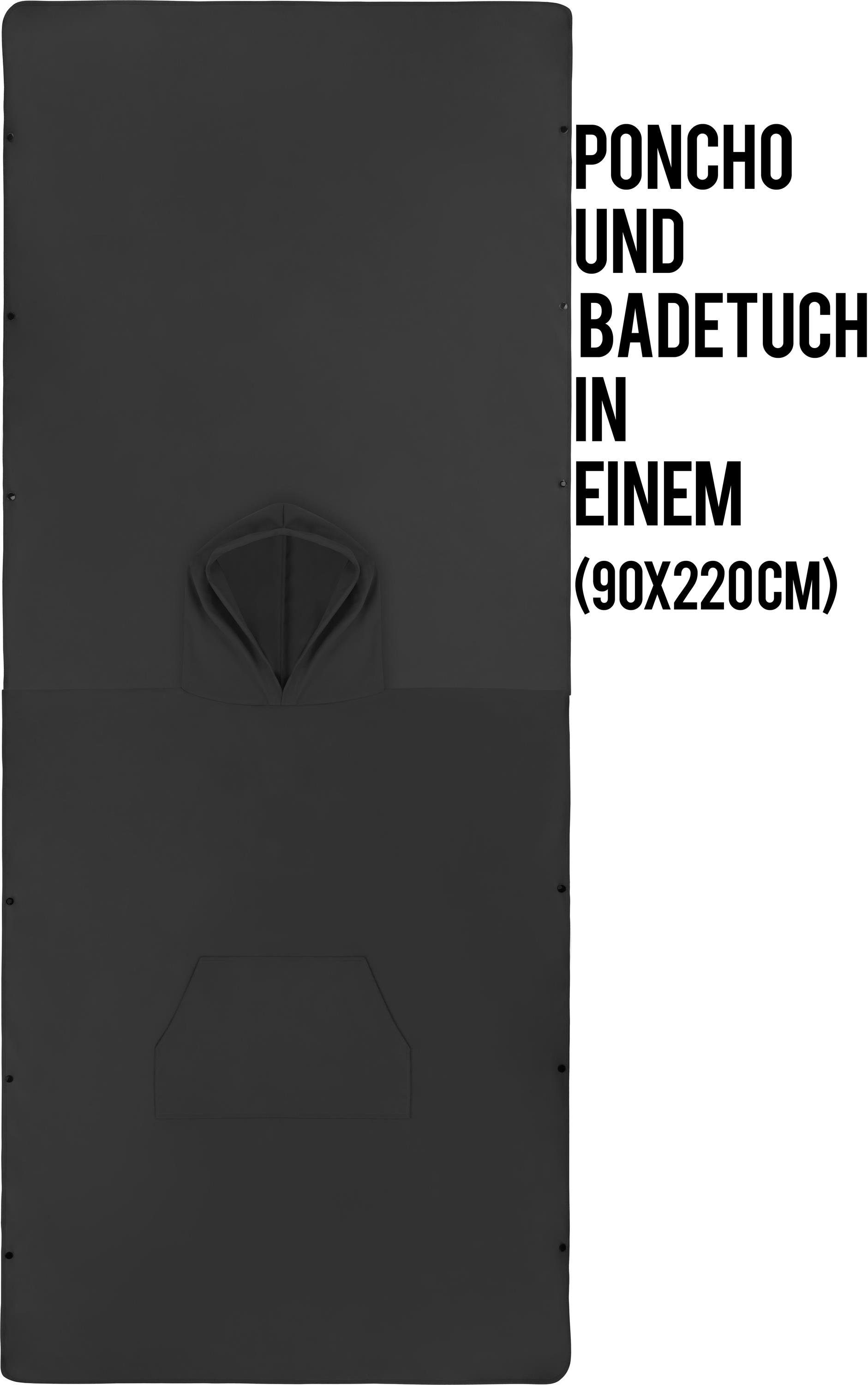 normani Unisex-Bademantel Weicher Mikrofaser Badeponcho Nosara, 110, Polyester, Kapuze, Schlupf, Surfer Poncho + Badetuch aus recyceltem Material – Bild 4 von 5
