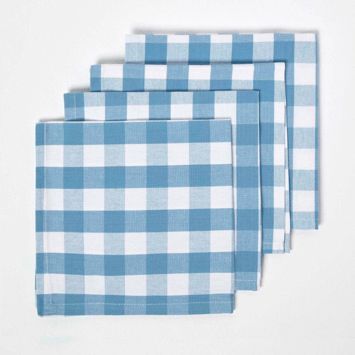 Homescapes Stoffserviette 4er-Set Stoffservietten blau kariert – 45 x 45 cm, 100% Baumwolle