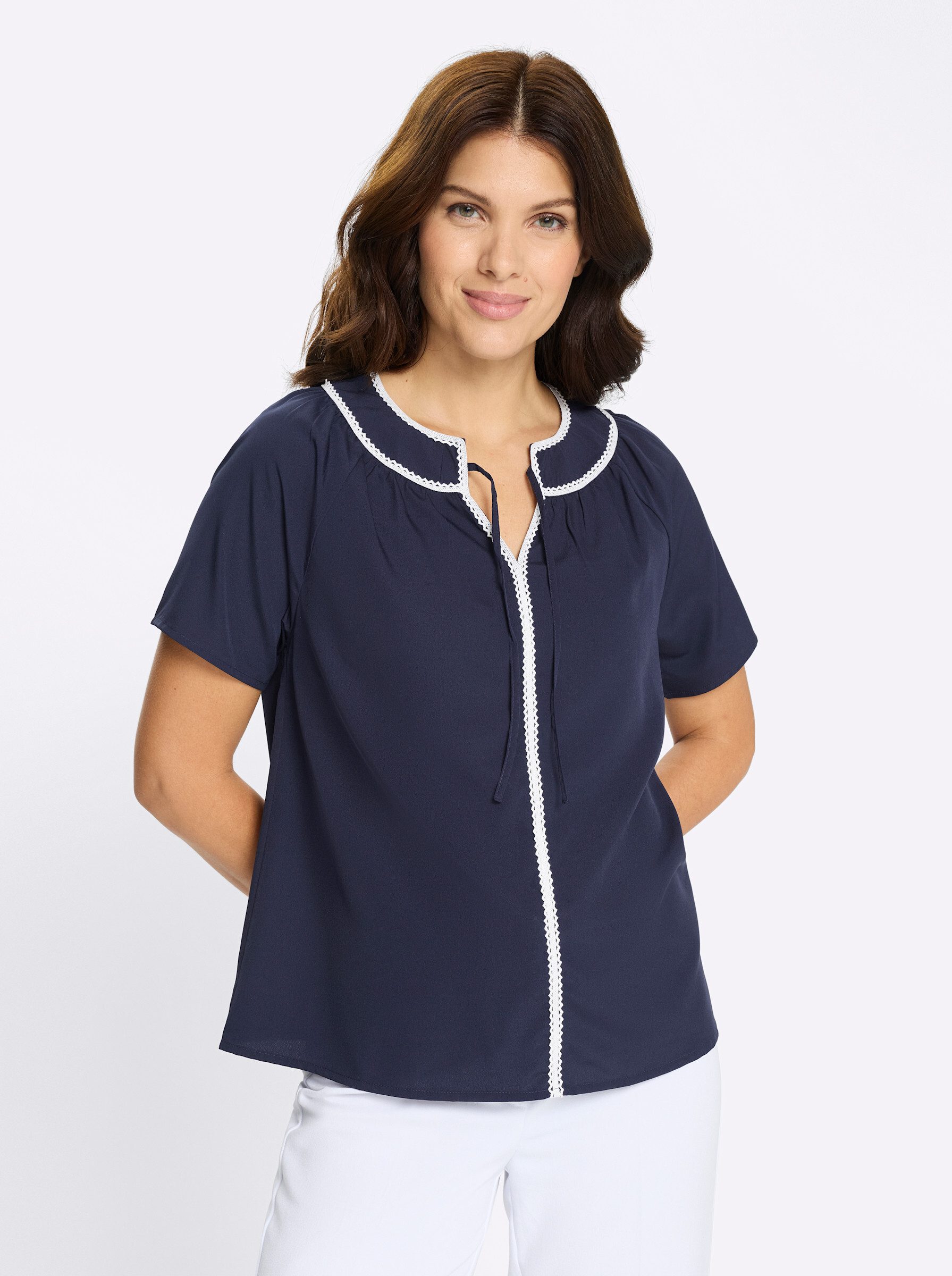 Klassische Bluse Schlupfbluse Kurzarm