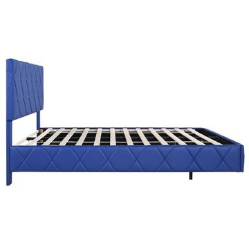 Gotagee Polsterbett 140x200cm Doppelbett PU Polsterbett Schwebebett mit Lichtleisten