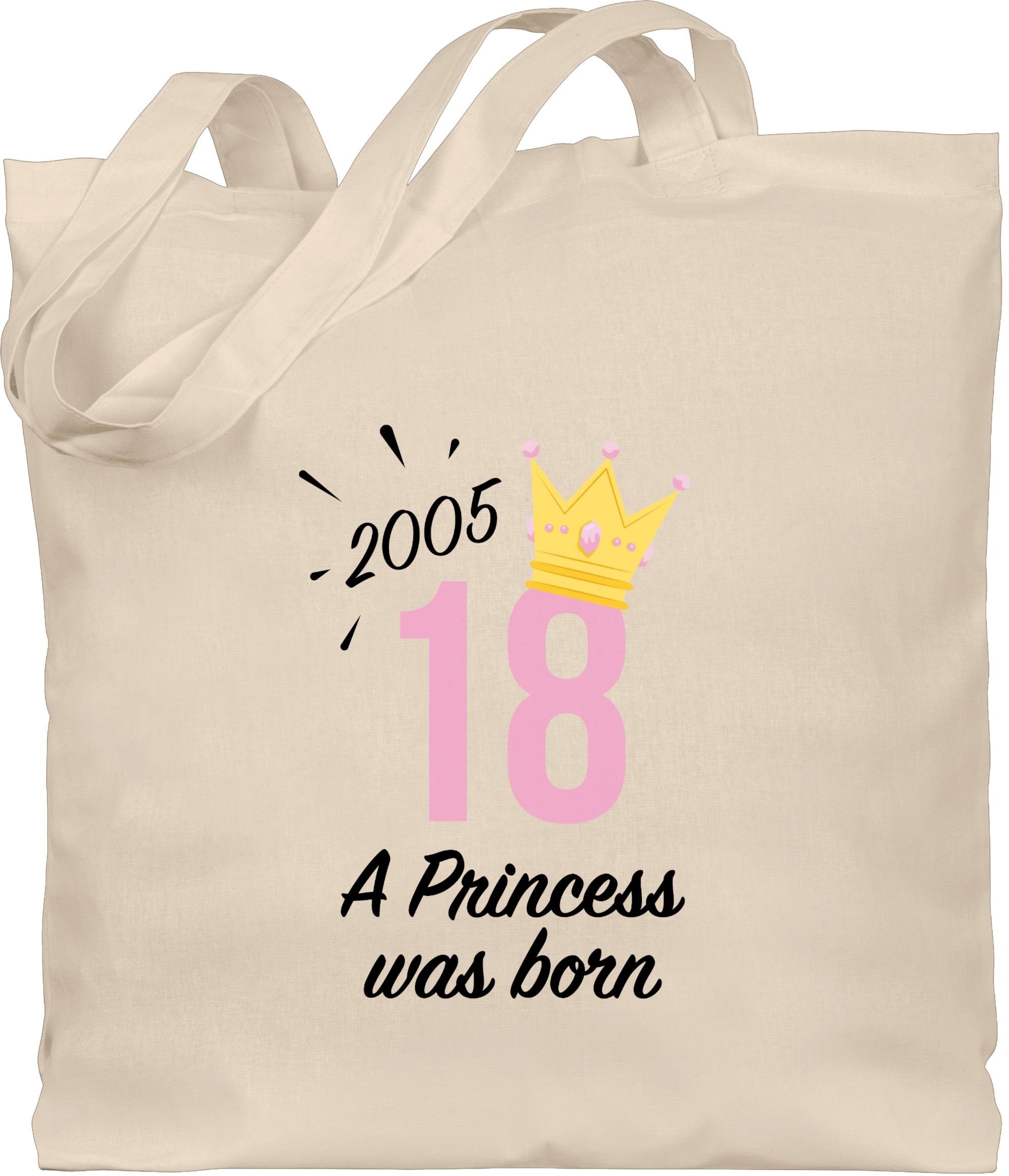 Shirtracer Umhängetasche Achtzehn Mädchen Princess 2005 schwarz, 18. Geburtstag 2 Naturweiß