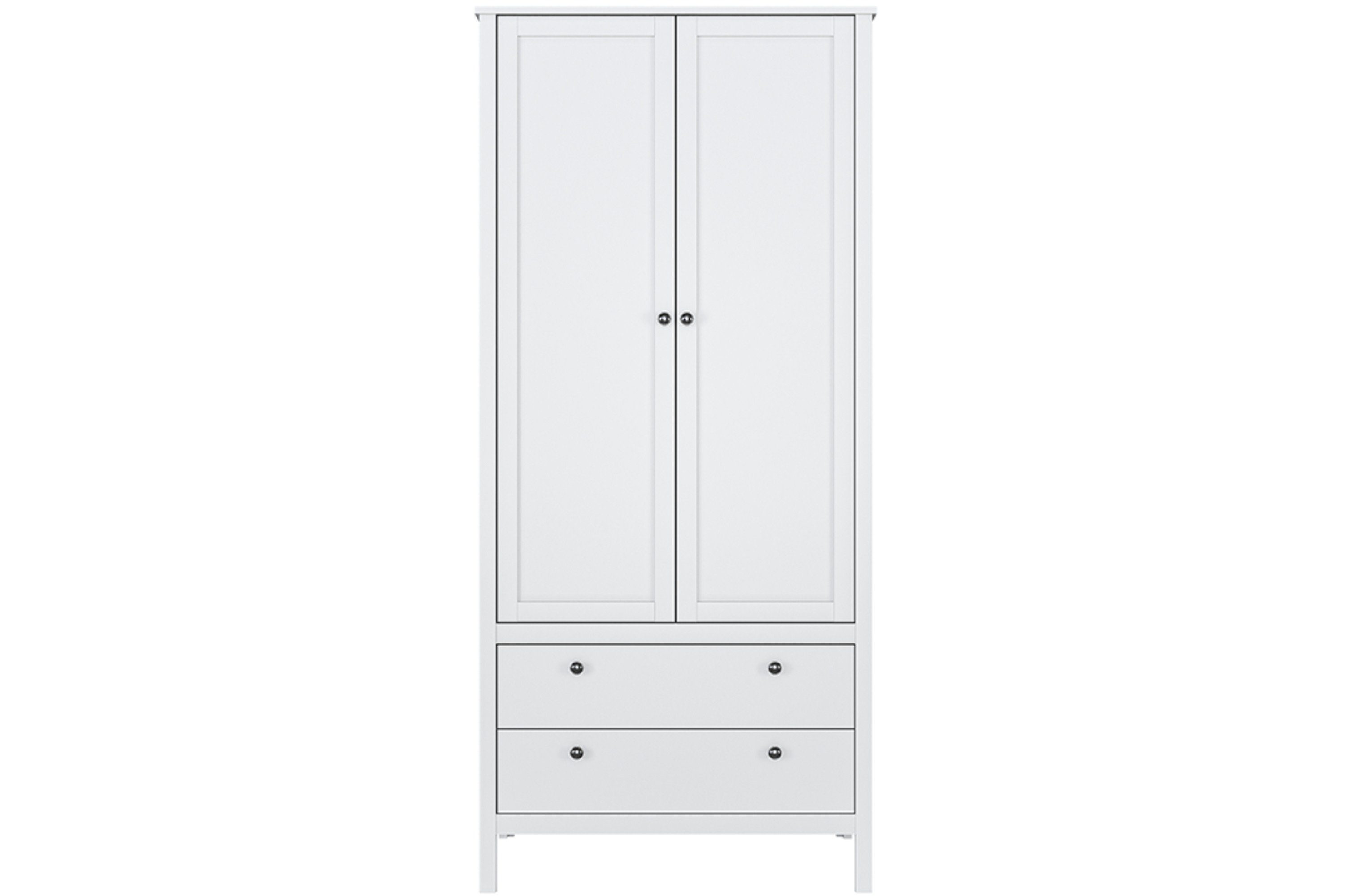 KONSIMO® Kleiderschrank FARGE Drehtürenschrank Garderobenschrank mit Türen, mit Schubladen, ABS-Kanten, Metallkugelgriffe