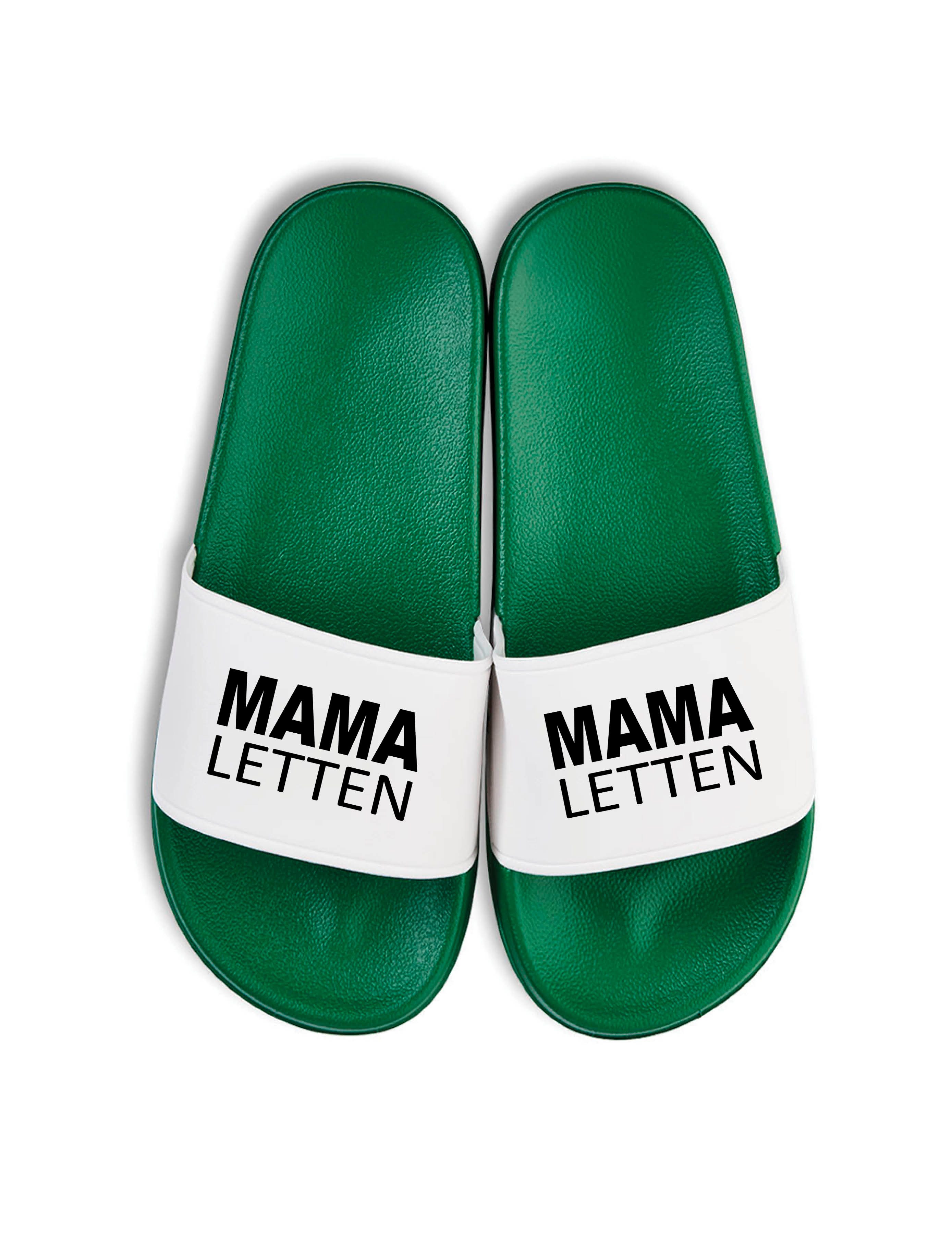 Damen Badelatschen "Mama Letten" Fun-Print lustig Geschenk Statement Badeschuh