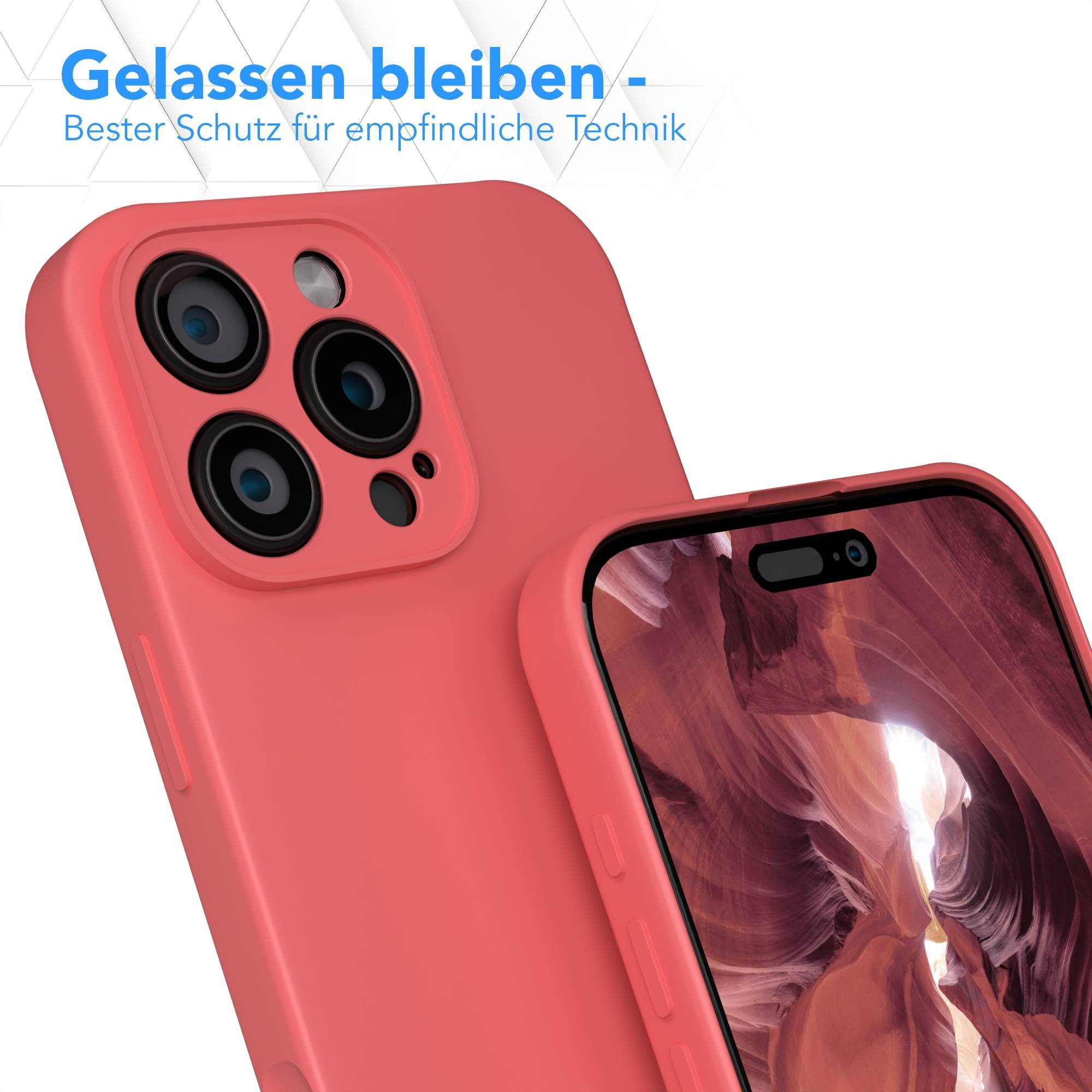 EAZY CASE Handyhülle für Apple iPhone 16 Pro Max Hülle Silikon 6,9 Zoll, Schutzhülle mit Kameraschutz stoßfest Telefonhülle Matt Rot / Hellrot – Bild 4 von 5