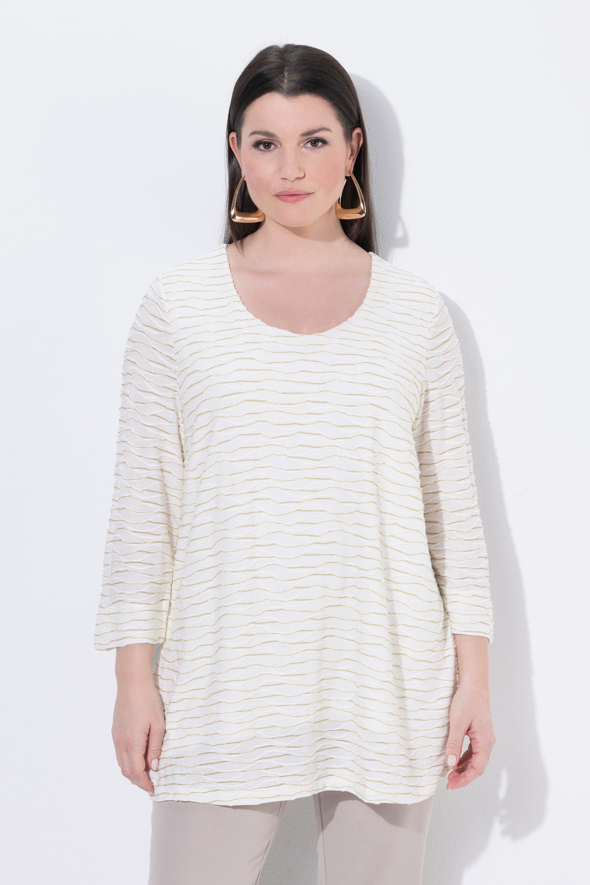 T-Shirt Shirt Glitter A-Linie Rundhals 3/4-Arm