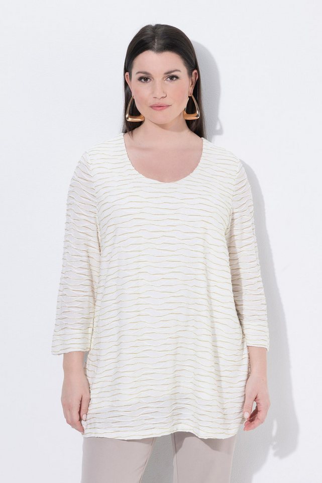 Ulla Popken T-Shirt Shirt Glitter A-Linie Rundhals 3/4-Arm
