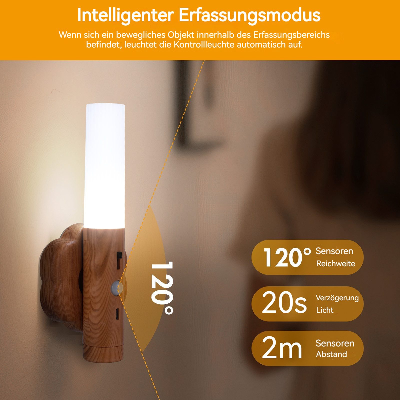 BlingBin LED Wandleuchte 2 Stück Wandleuchte Innen mit Bewegungsmelder, mit günstig online kaufen