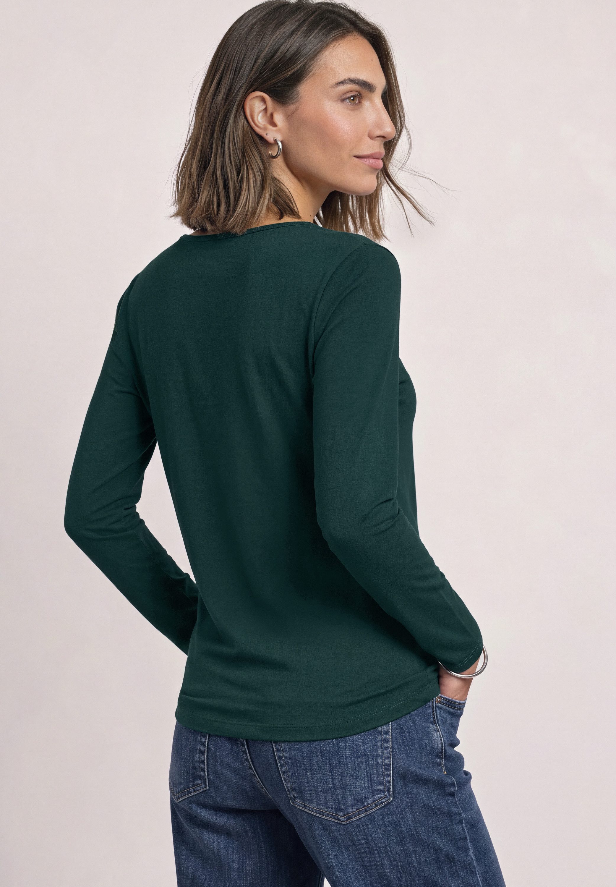 STREET ONE Langarmshirt in Unifarbe – Bild 2 von 5