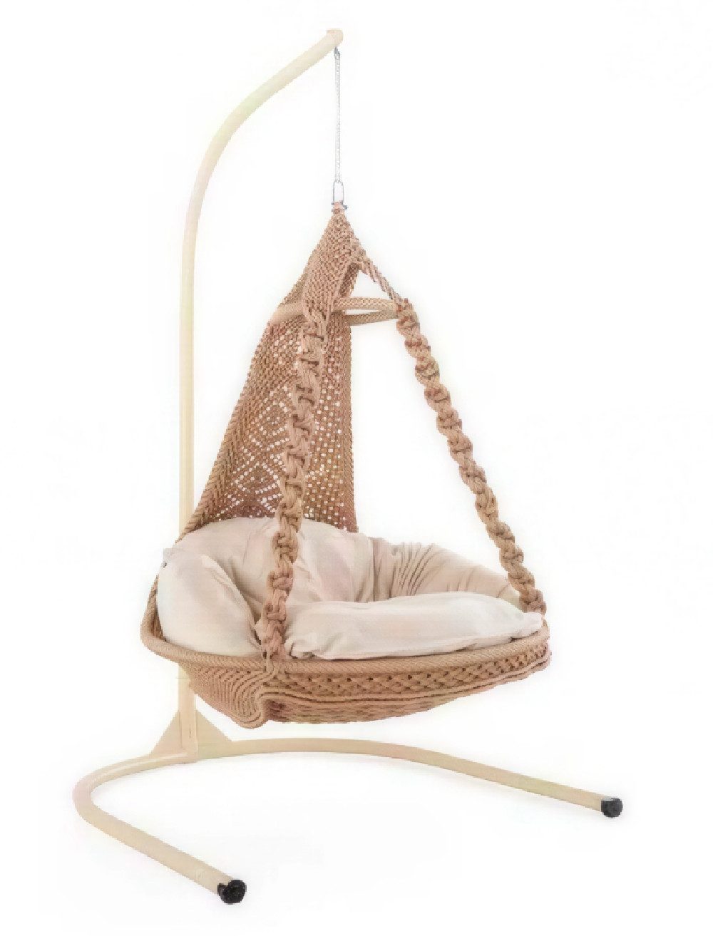 Xlmoebel Hängesessel Hängesessel aus Baumwolle in Beige für Garten und Terrasse (1-St., Veranda Schalensessel), Hergestellt in Europa