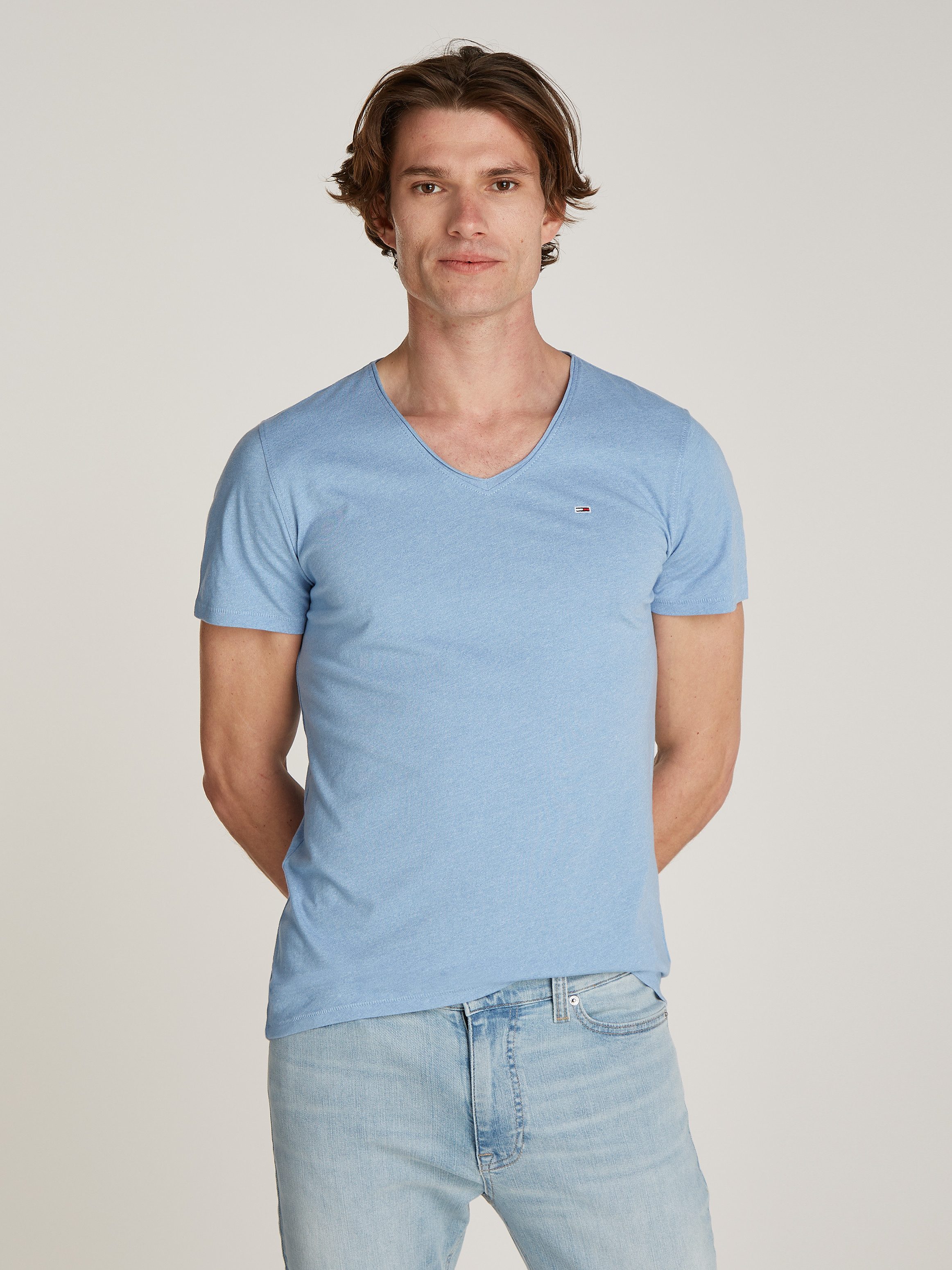 Tommy Jeans T-Shirt TJM XSLIM JASPE V mit V-Ausschnitt