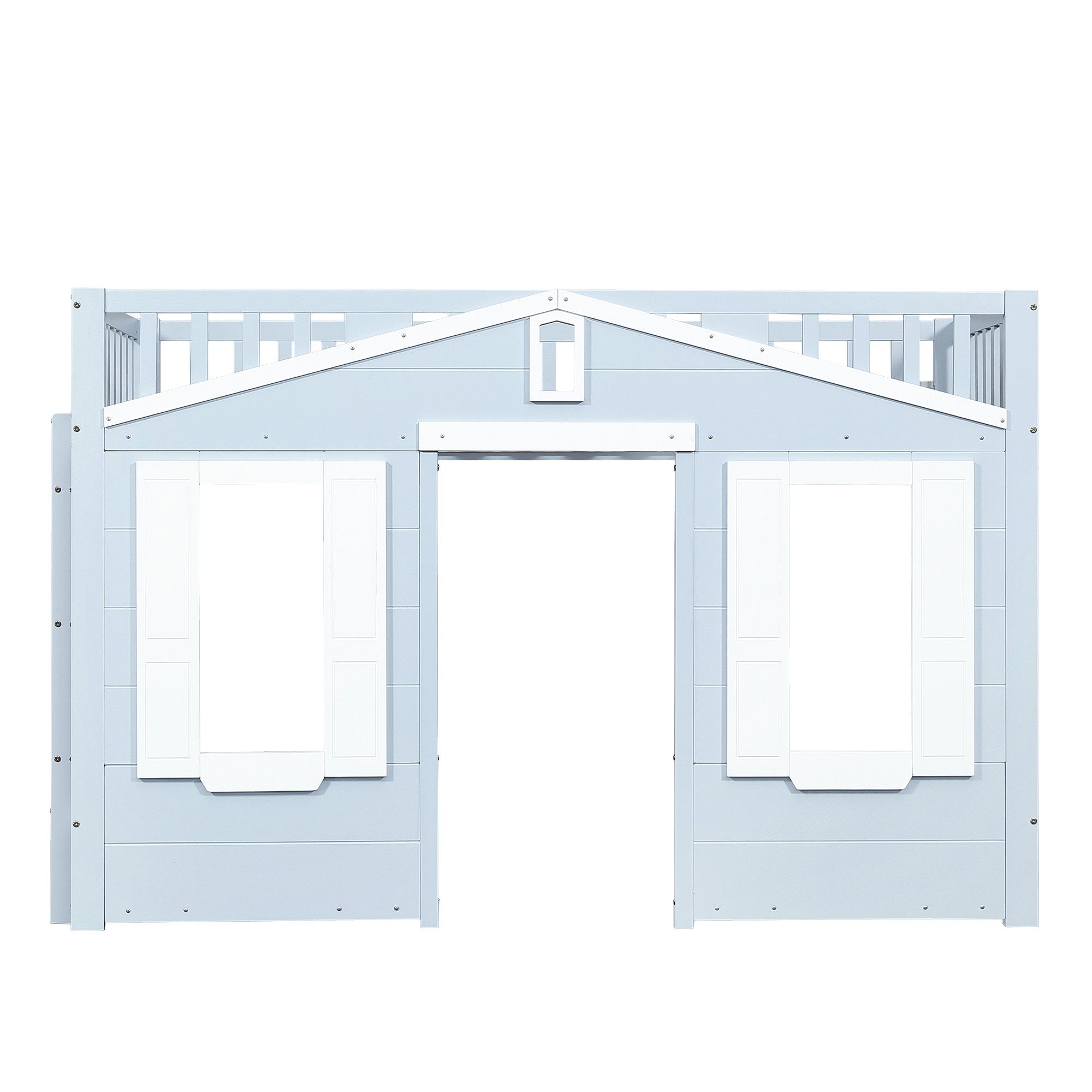 Odikalo Hochbett Kinderbett 90x200 mit Stauraum unter dem Bett (Hochbett, Kinderbett, Platz unter dem Bett für flexible Gestaltung, Schöne Fenstergestaltung, Sichere und stabile Leiter, Kiefer + MDF + Sperrholz, Blau, 90x200cm)