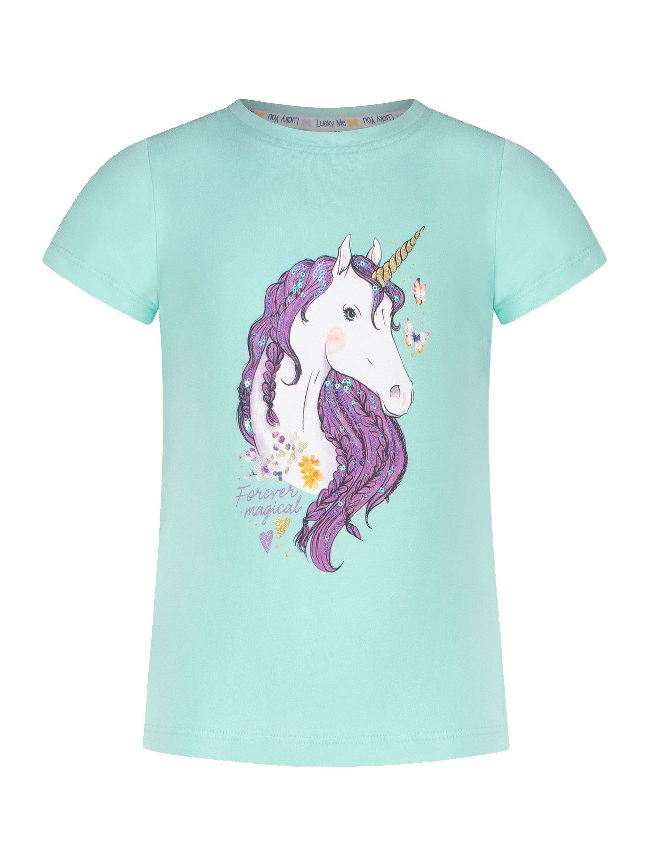 SALT AND PEPPER Kurzarmshirt T-Shirt mit Glitzer-Einhorn Mädchen