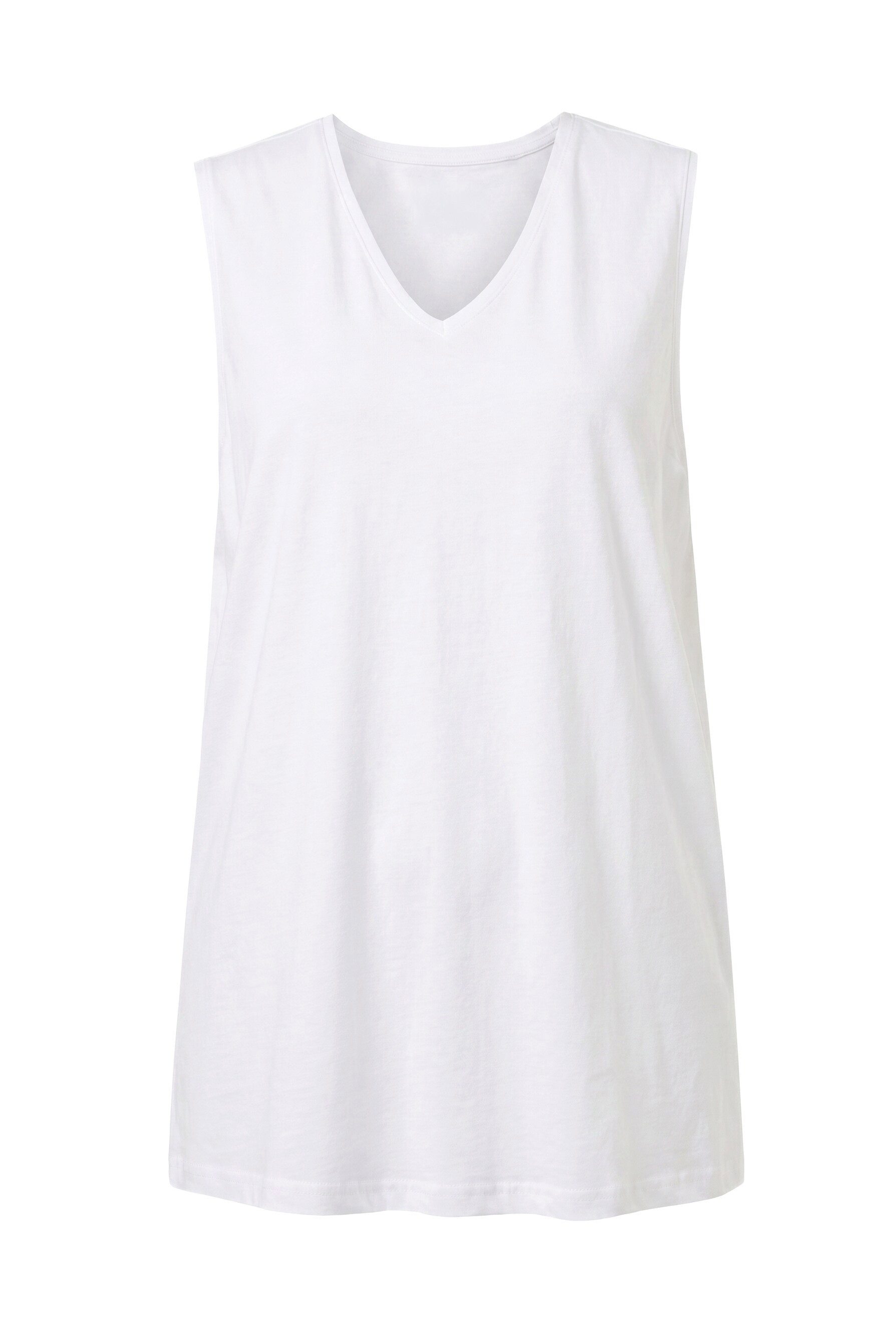 Ulla Popken Longtop Top V-Ausschnitt Relaxed ärmellos Baumwolle
