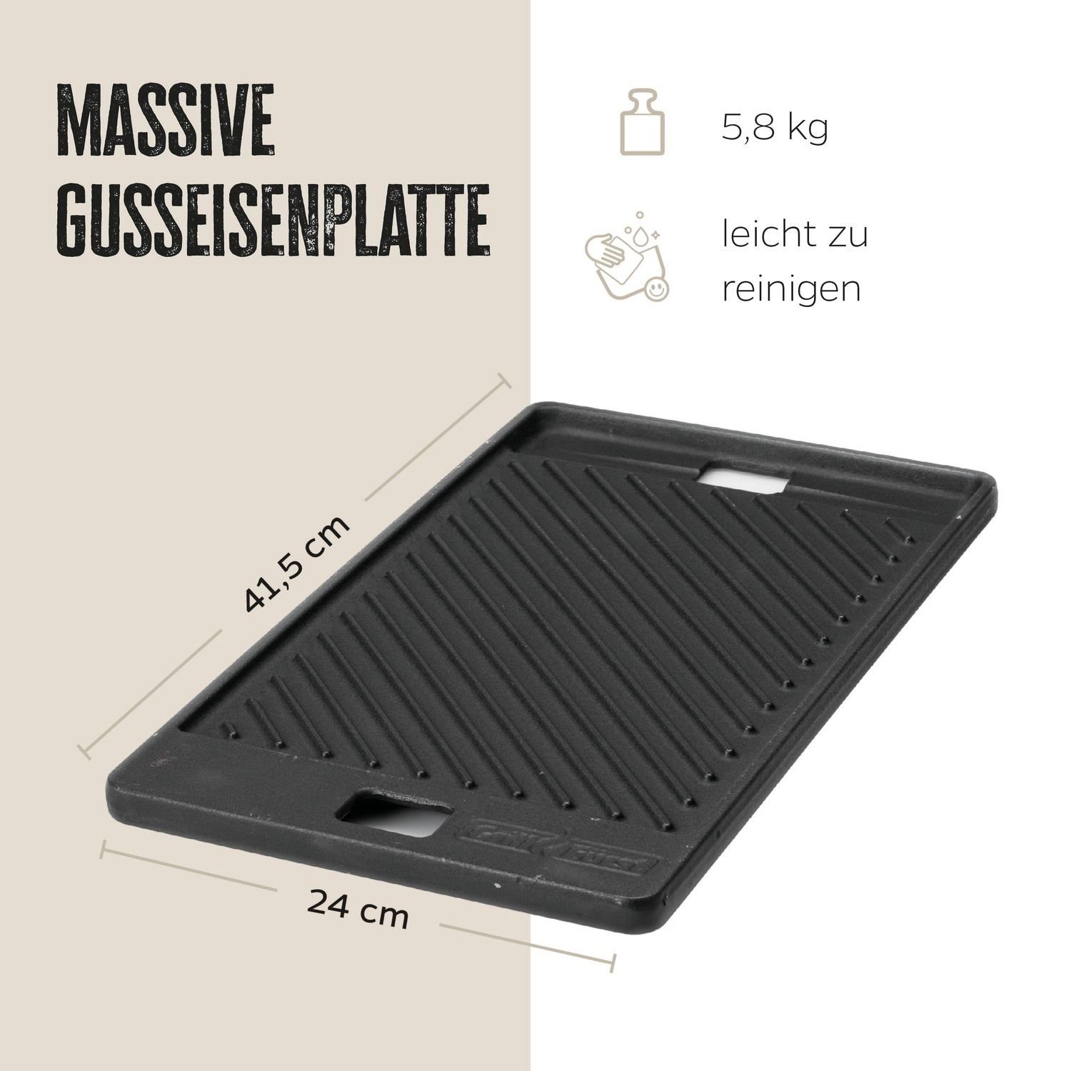 Grillfürst Grillplatte Grillfürst Premium Grillplatte / Gussplatte für Grillfürst Gasgrill ab G210, 41,5 x 24 cm